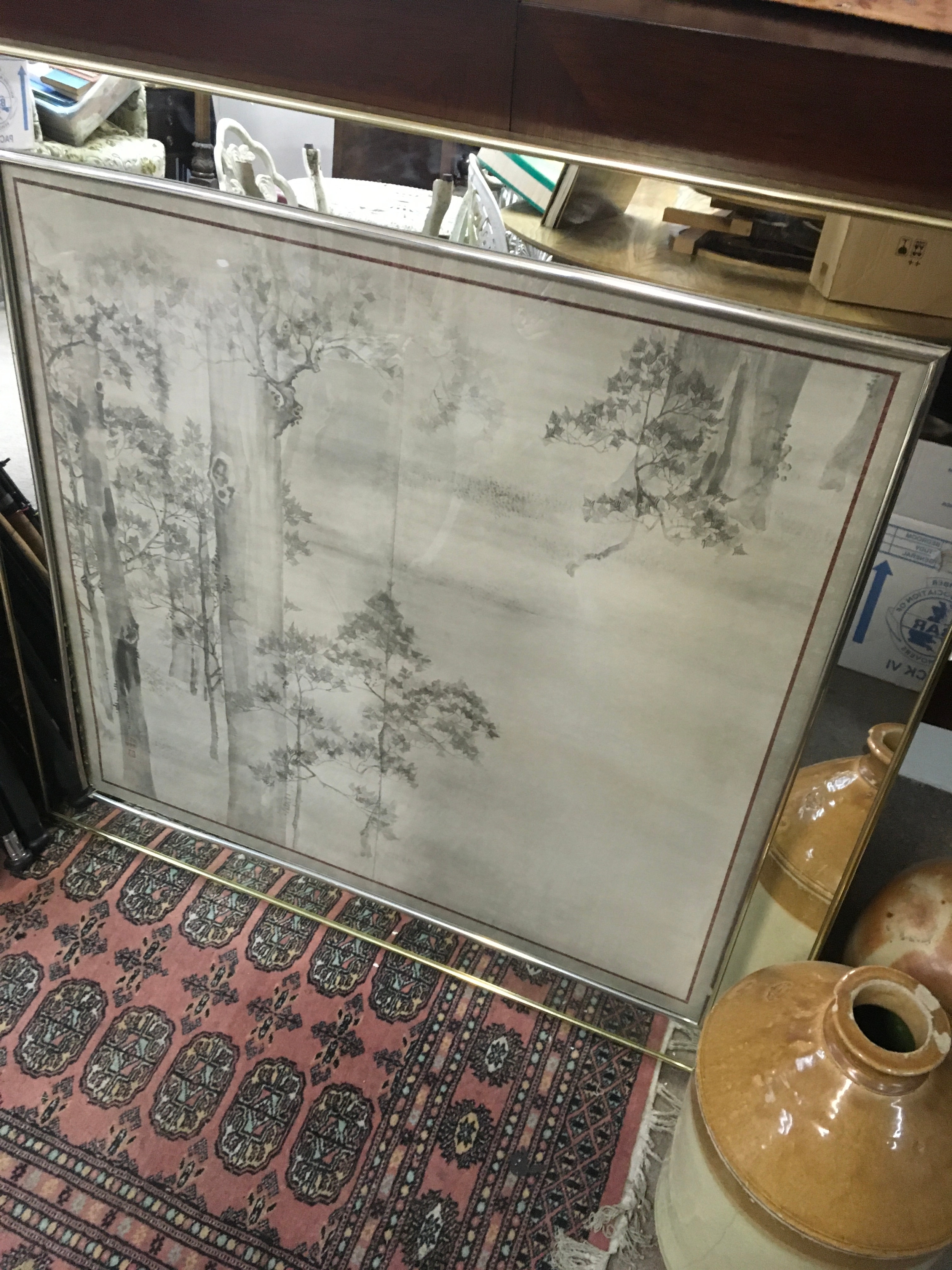 A chinese picture on silk 102cm X 98cm NO RESERVE