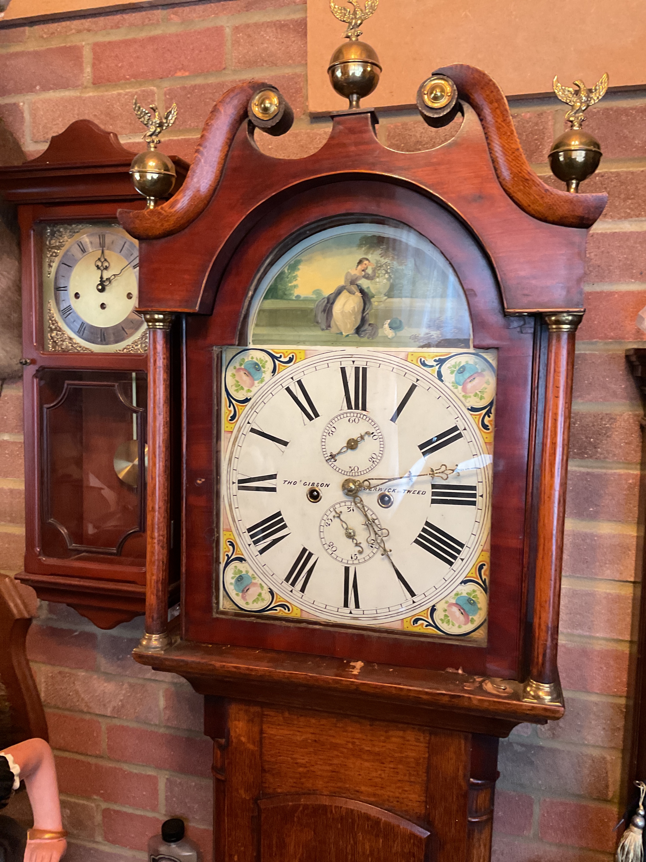 Thomas Gibson Berwick upon Tweed grandfather clock, good working order.