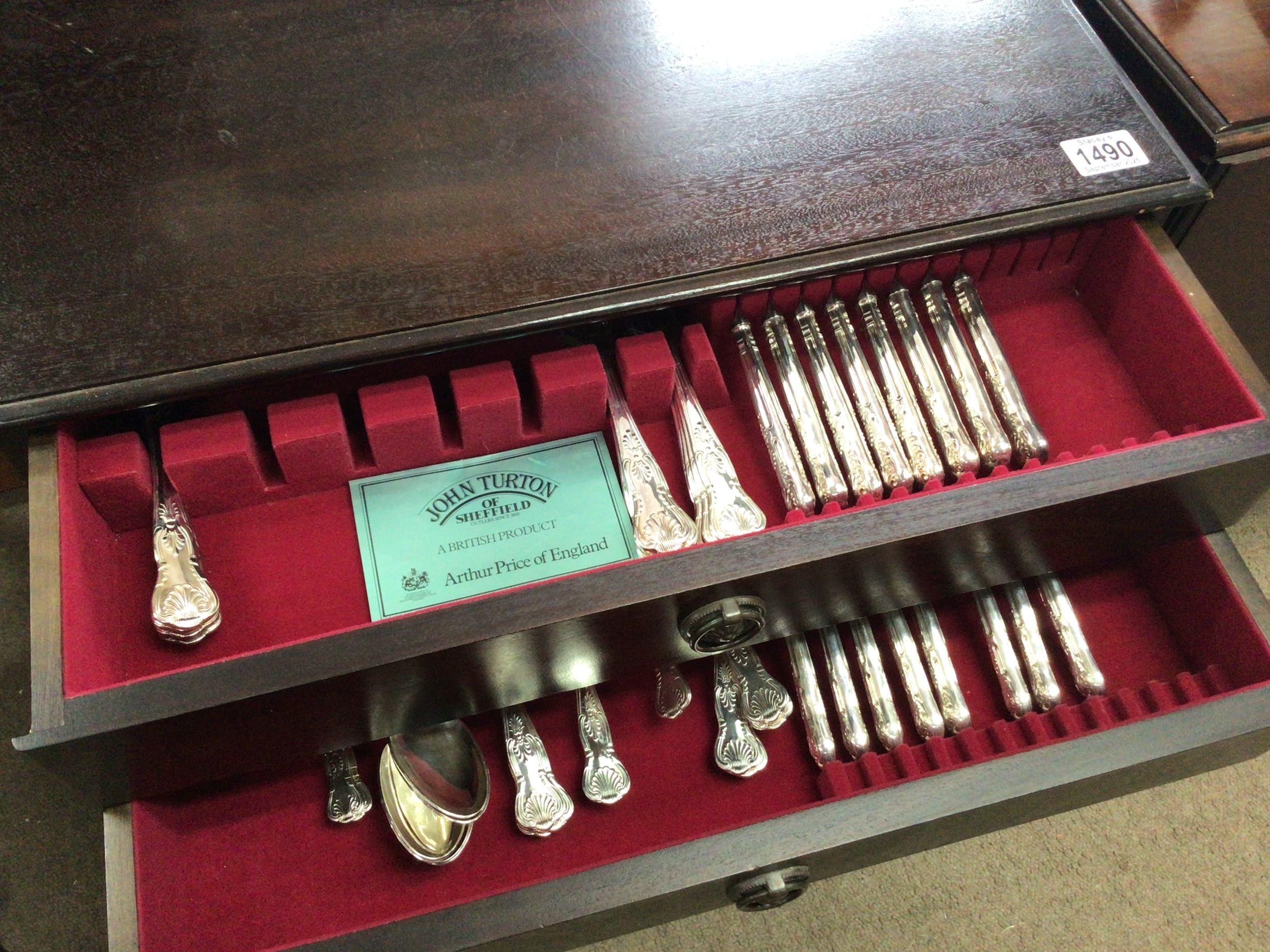  A quality Canteen of silver plated kings pattern cutlery in three drawers. 