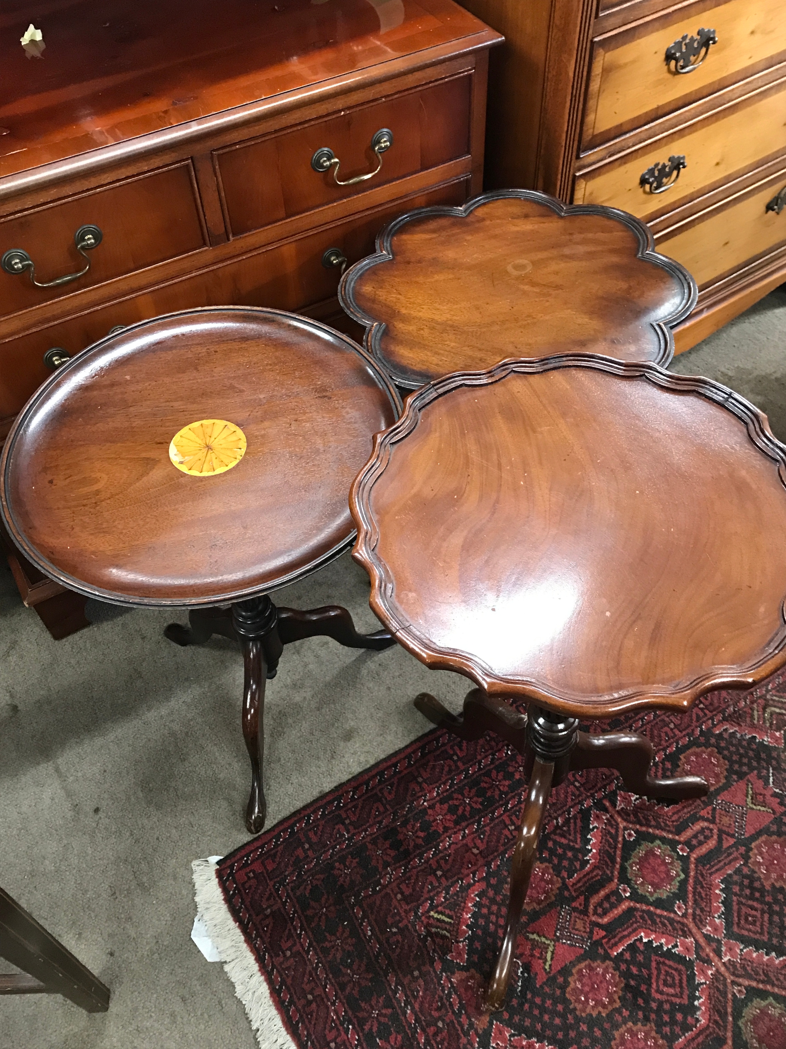 Three occasional tables 53 to 63cm tall