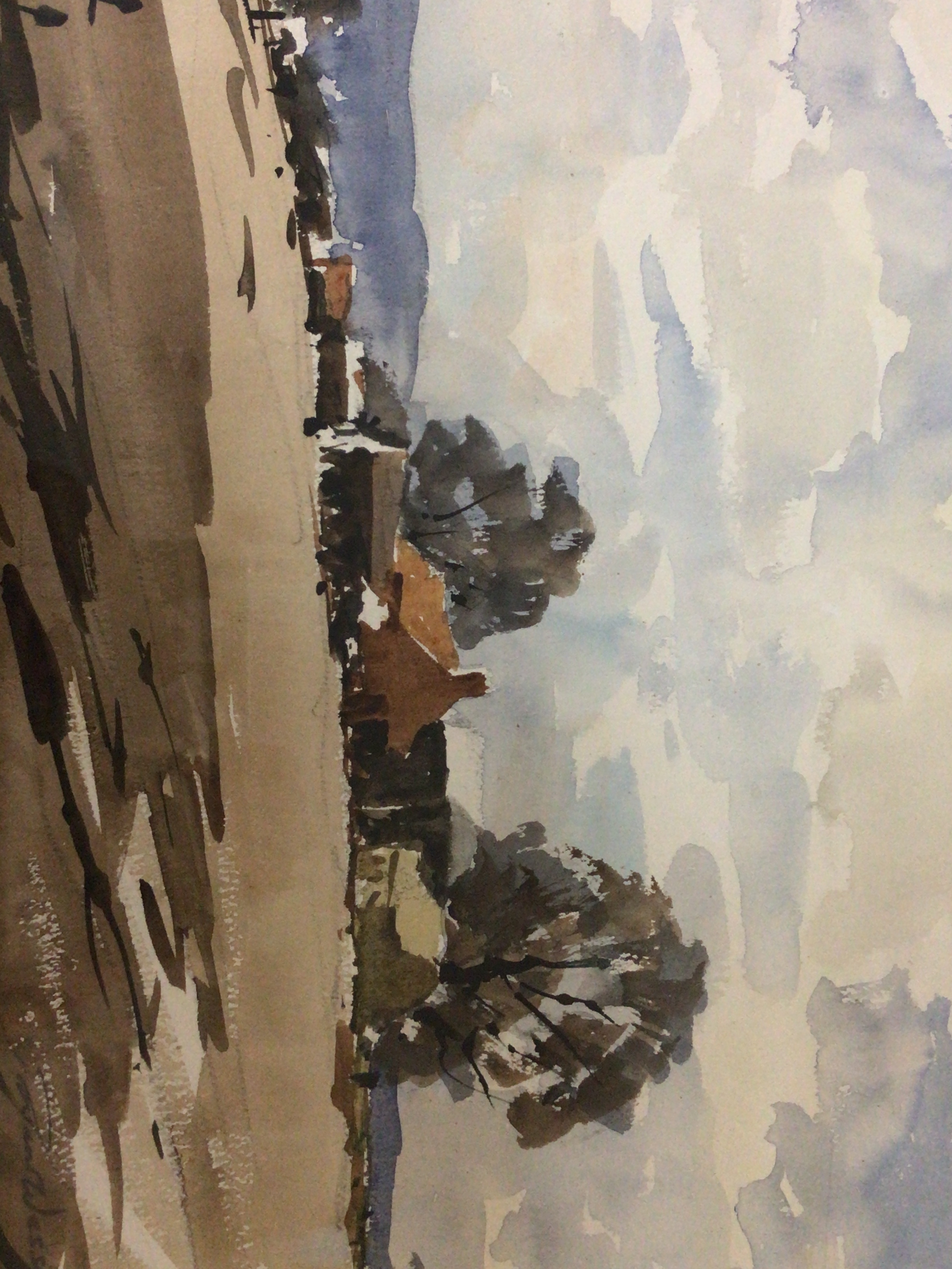 A framed watercolour a view of North Yorkshire by Edward Wesson RI RBA RSMA (1910-1983) the reverse with gallery label The Sadler Street Gallery. 69x53cm