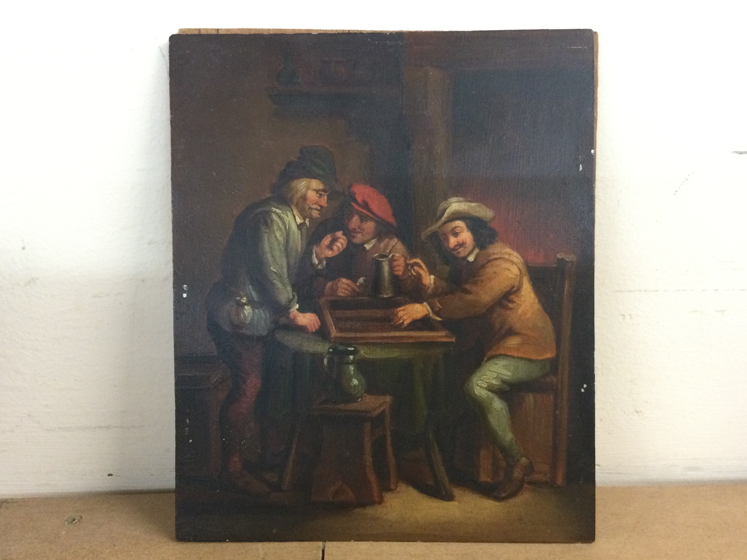A painting on copper, Backgammon players. 17x21cm