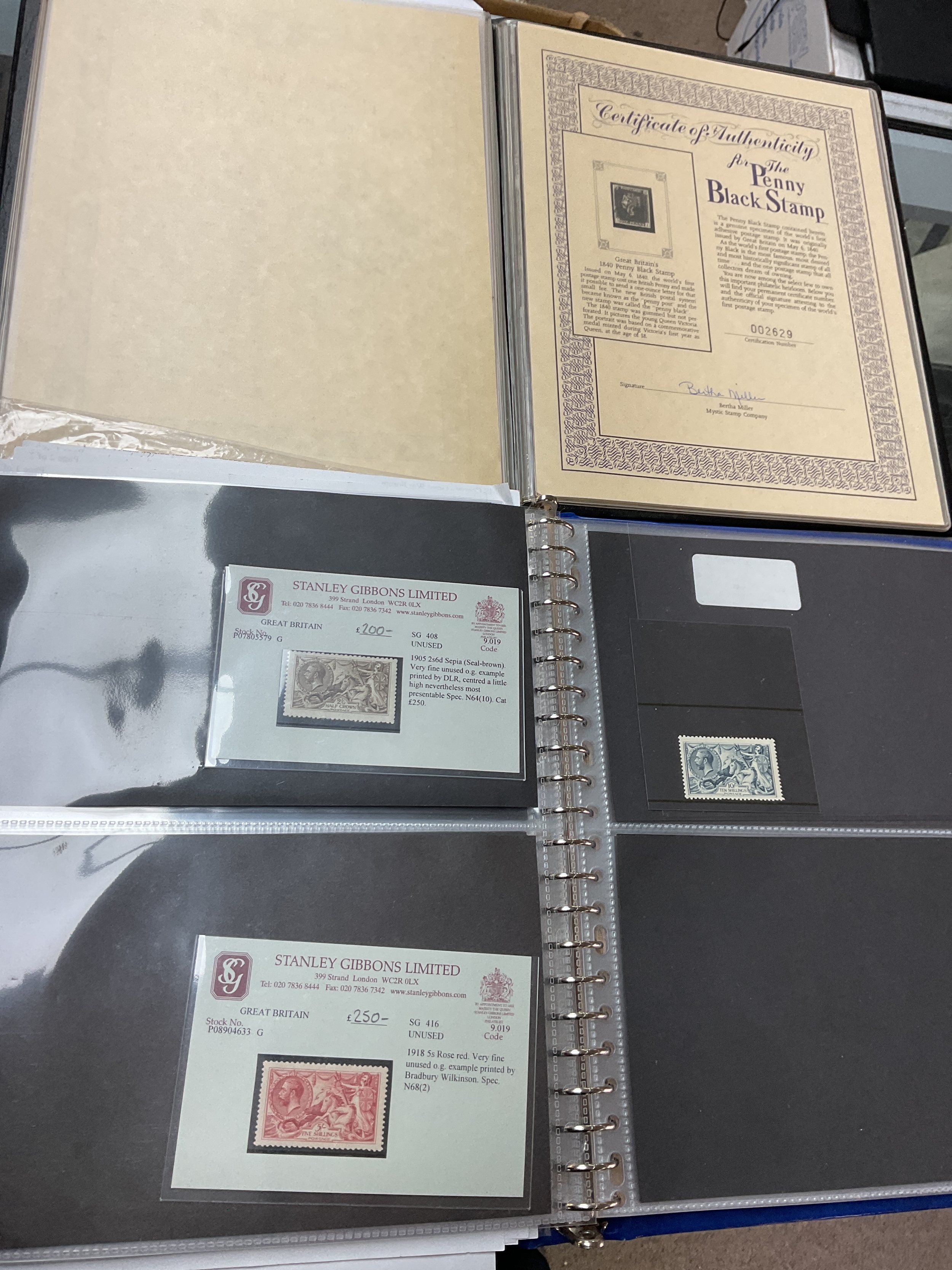 Penny blacks also on envelopes, early penny reds and mint set of Sea Horses, and other early issues.