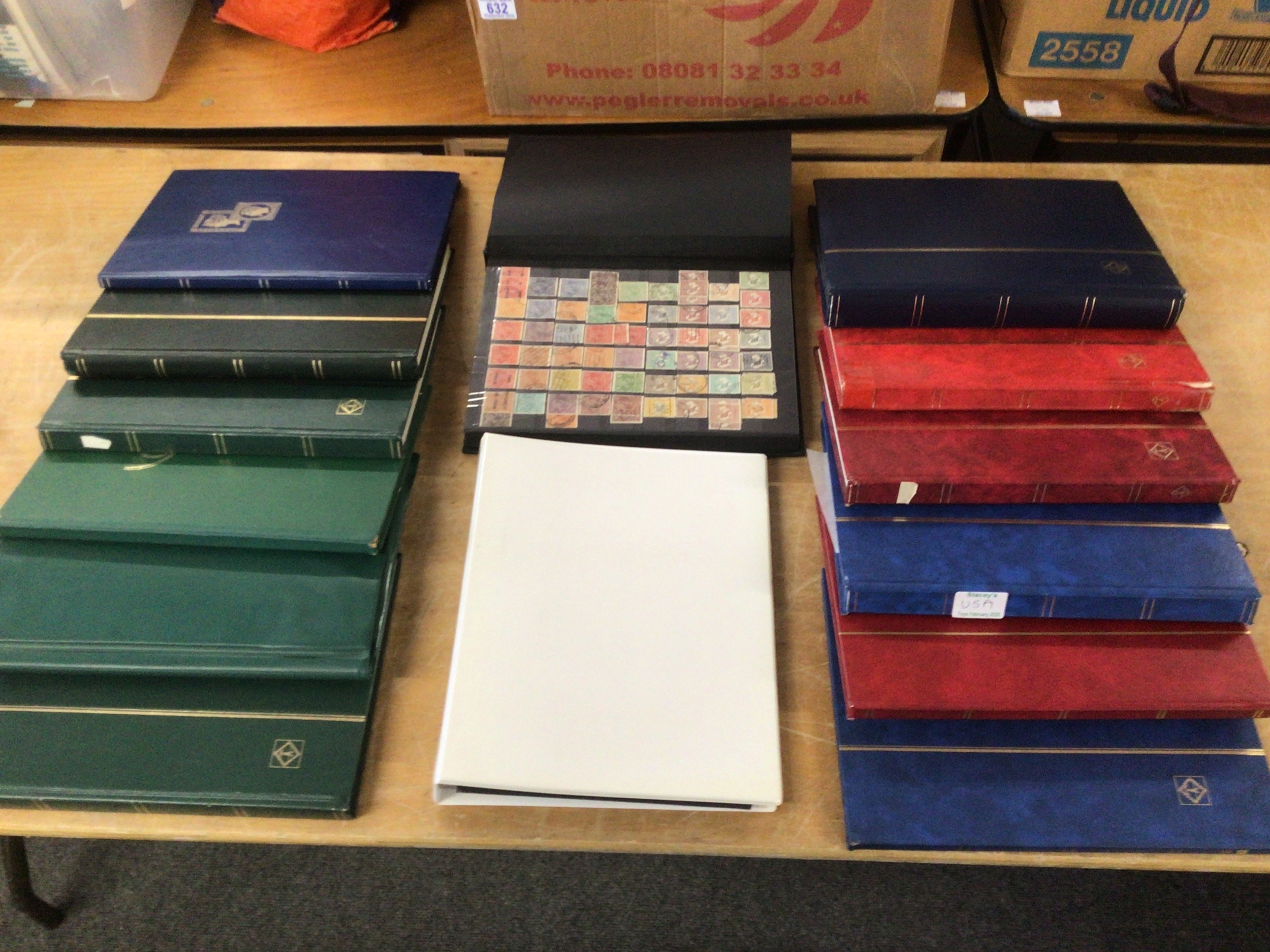 14 albums of stamps, Early Australian album along with world and Japan albums.