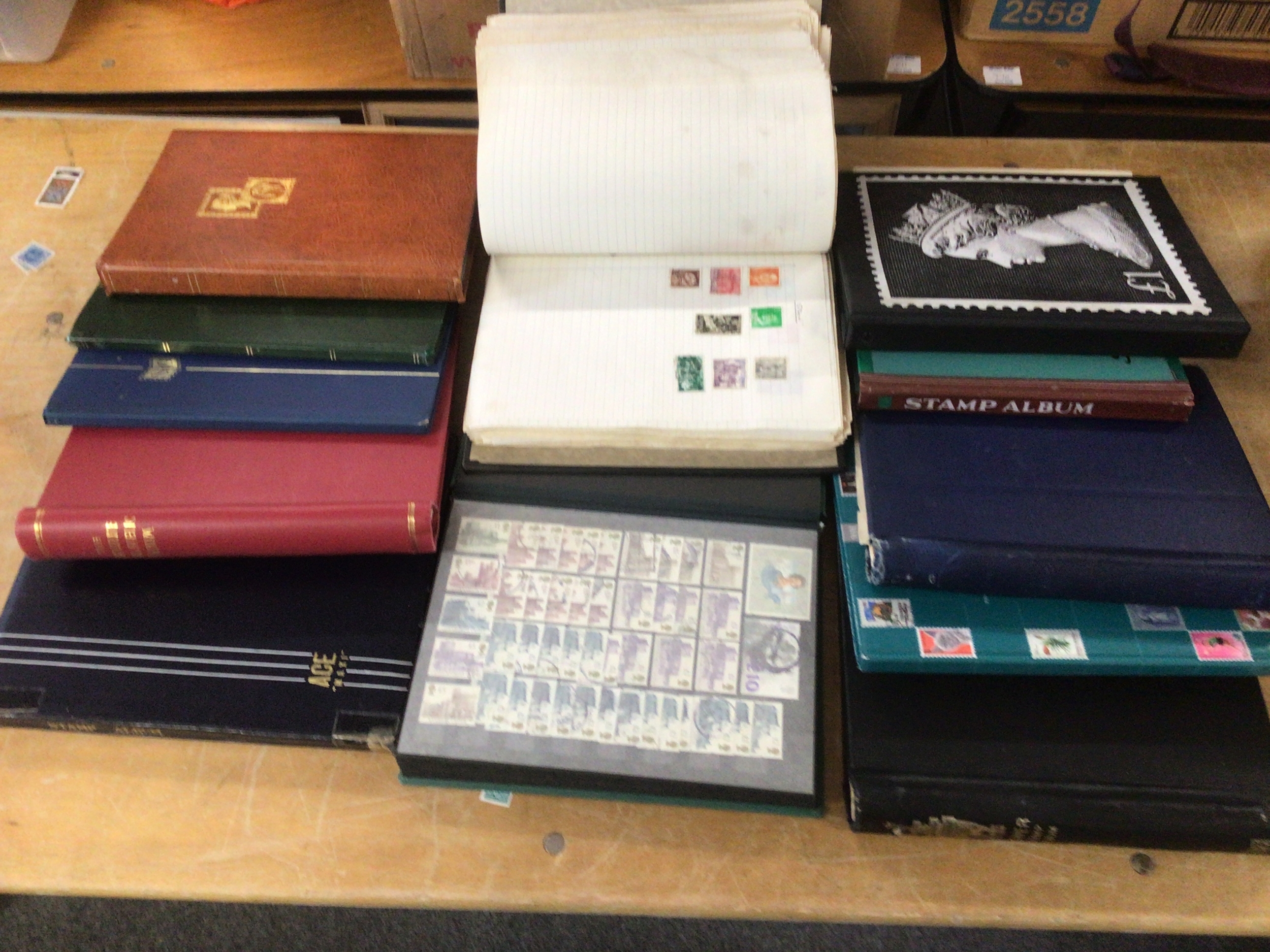 12 albums of world stamps,high denominations and 19th c examples from all countries.