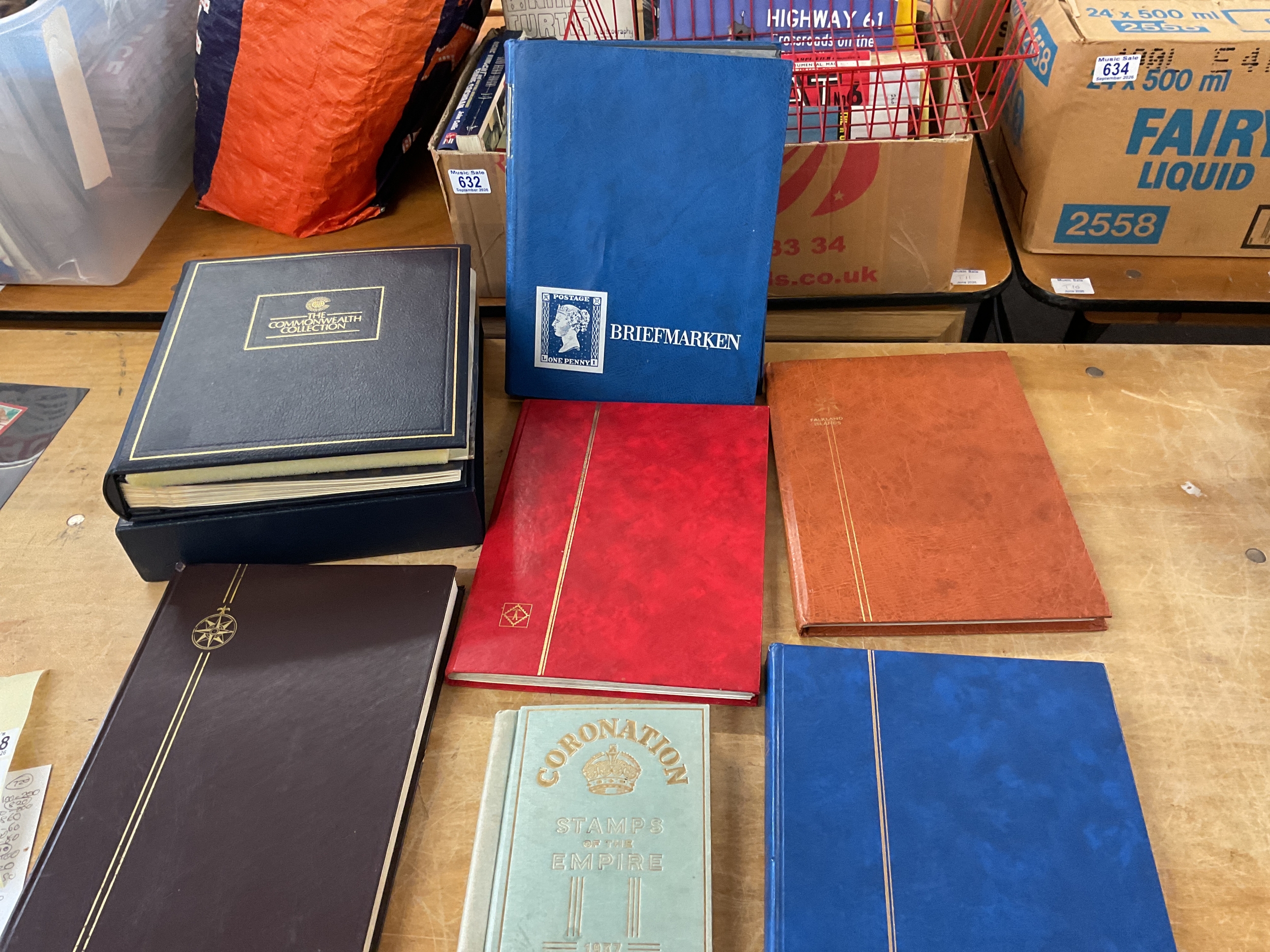 Commonwealth Collection album along with other albums of Commonwealth stamps and a 1937 Coronation stamp album.