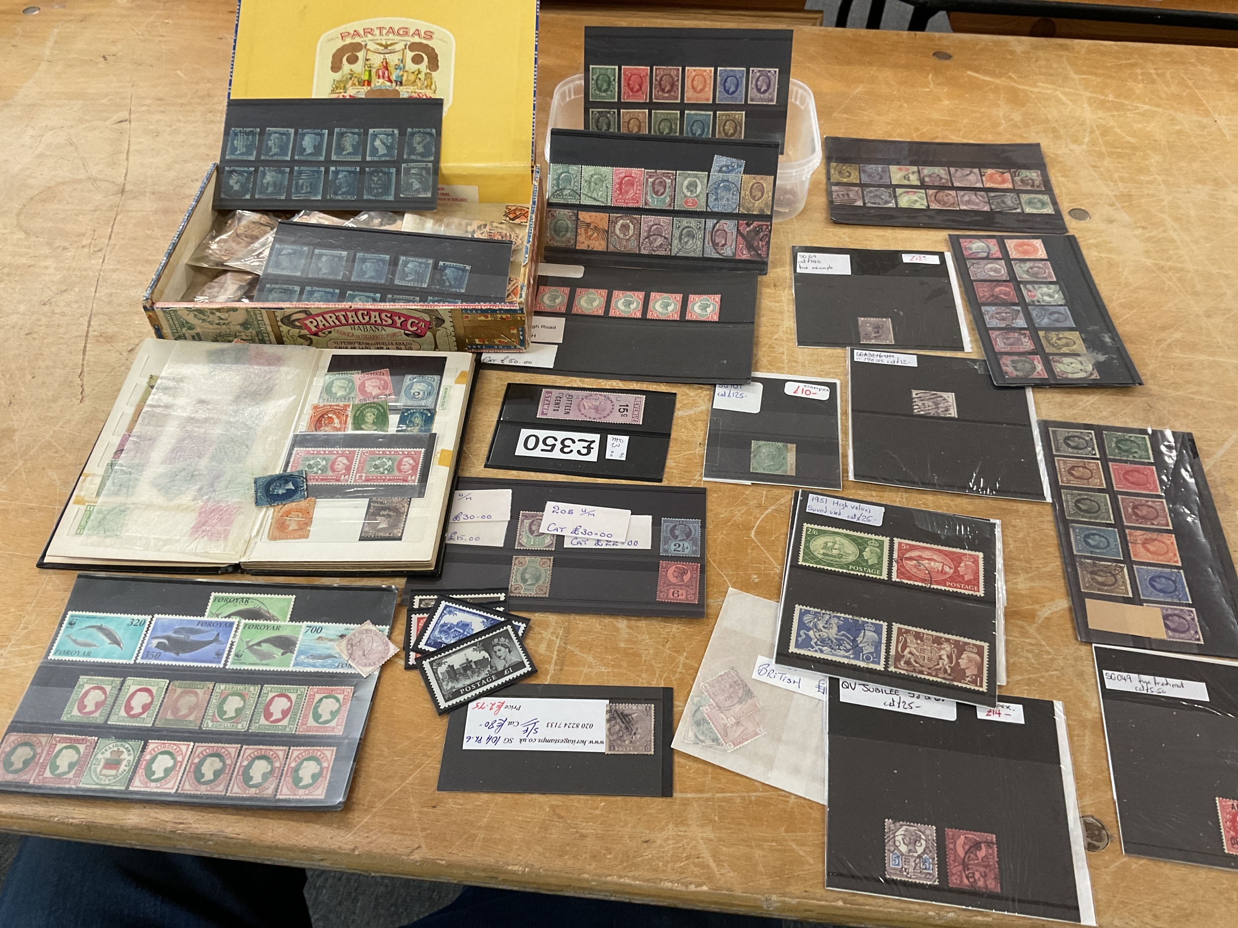 Rare examples of Victorian stamps , high denominations, tupenny blues, castle set, and Heligoland issues.