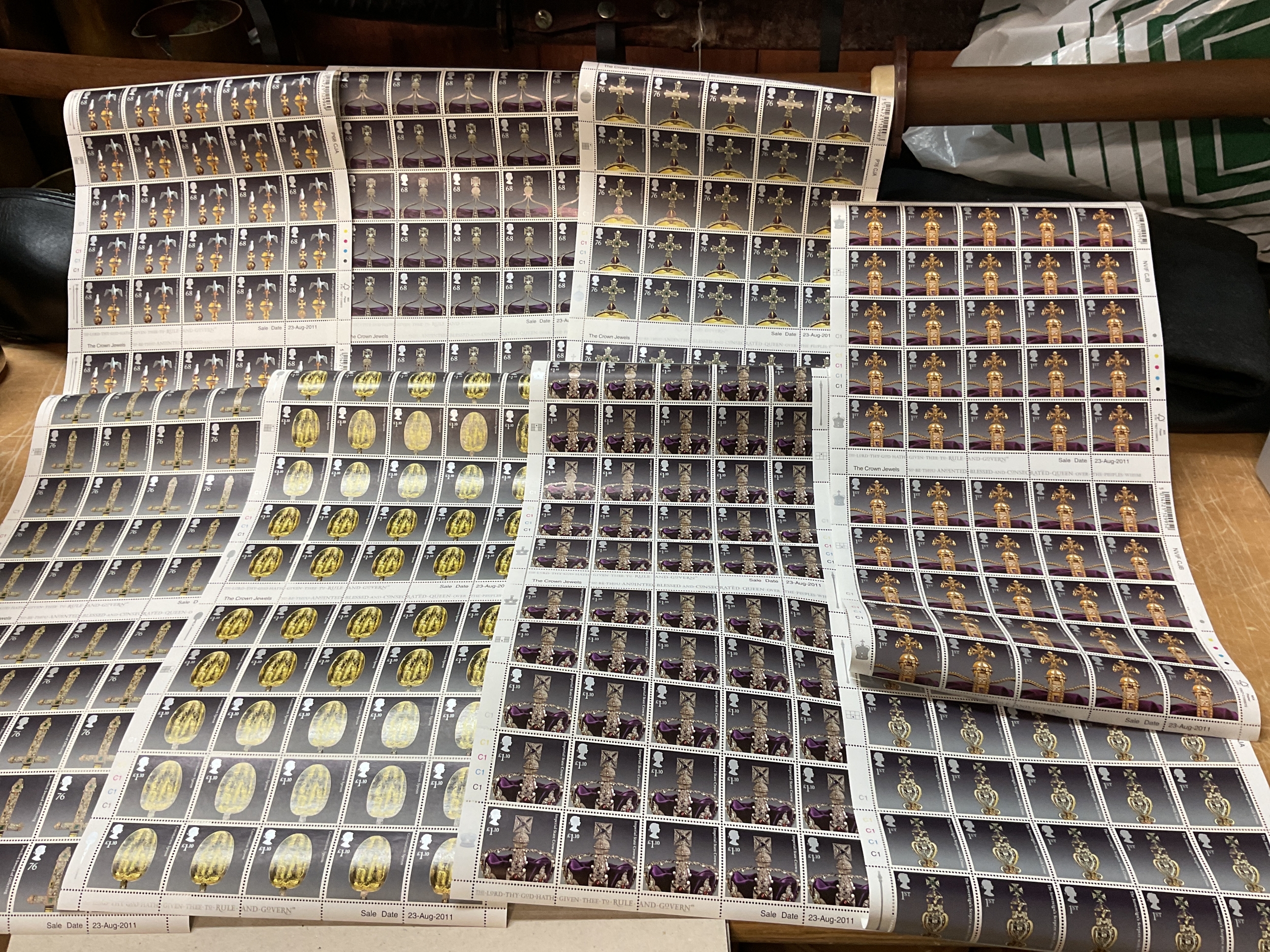 Sheets of stamps "The Crown Jewels" 2011 high denominations.