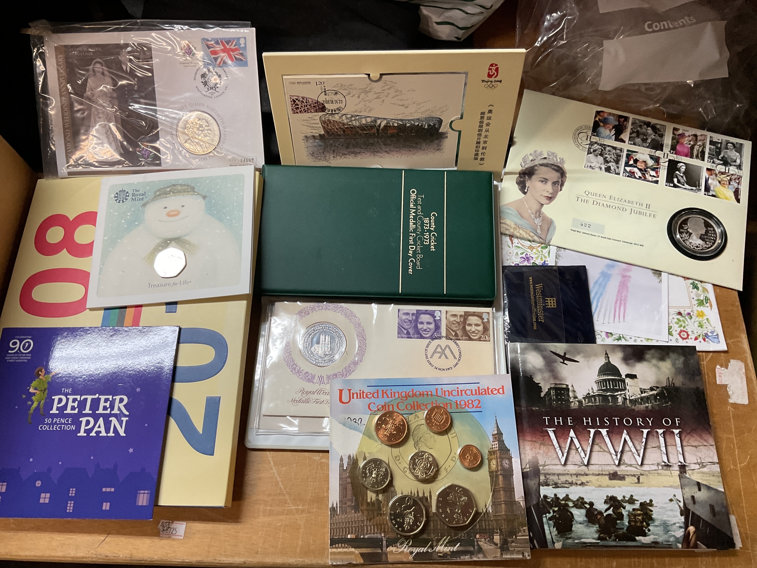 Qty stamp coin covers and mint stamps.