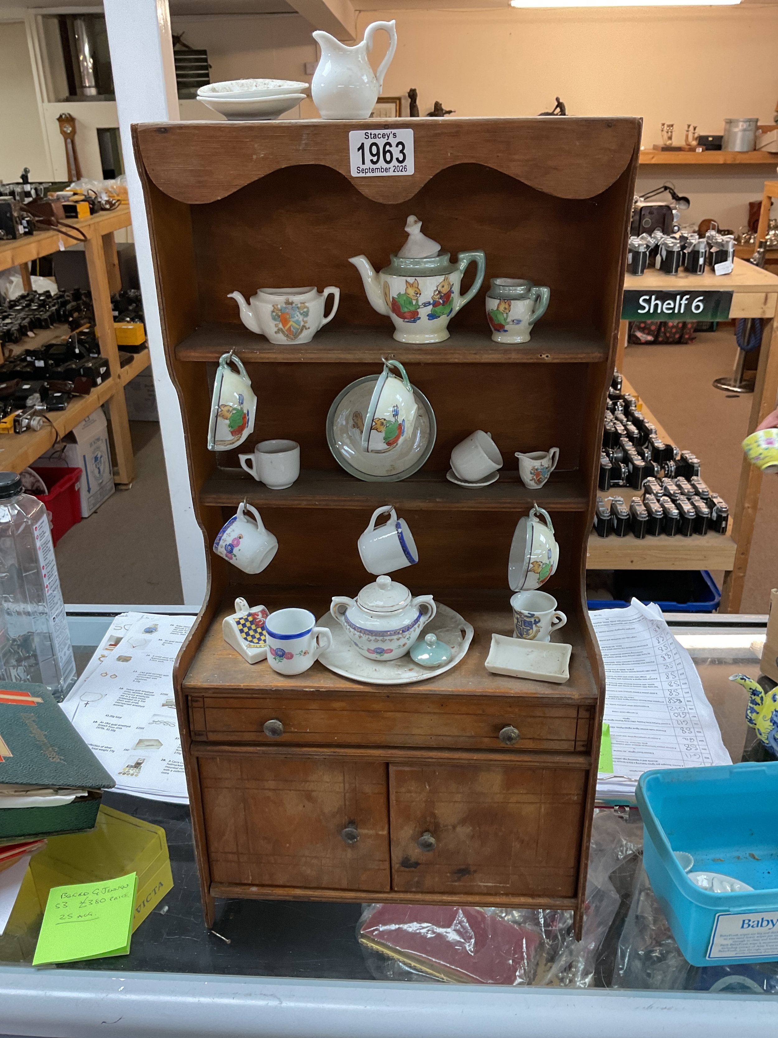 Childs tea set on Welsh dresser.