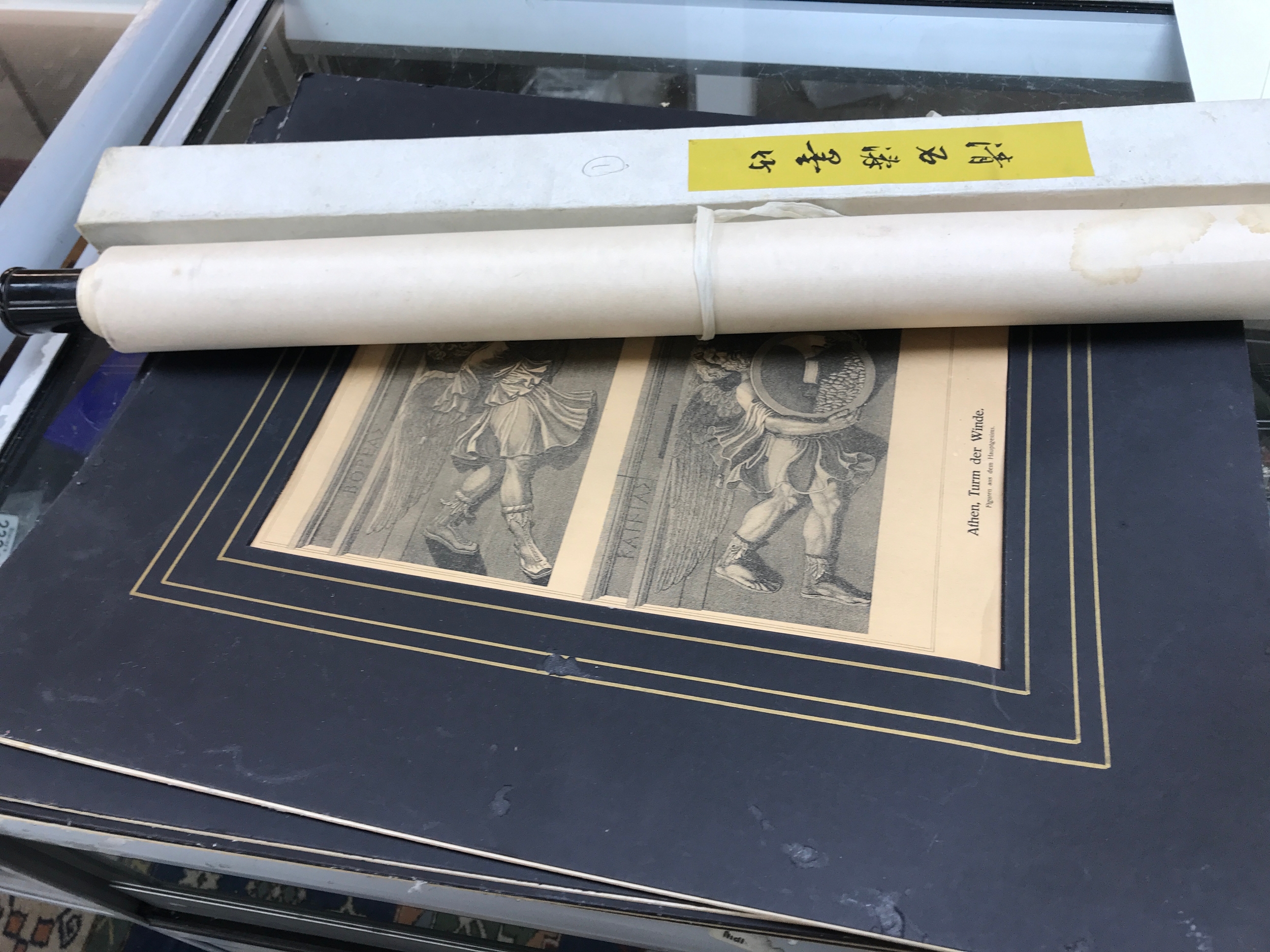 Two Chinese copy art scrolls and Greek prints 