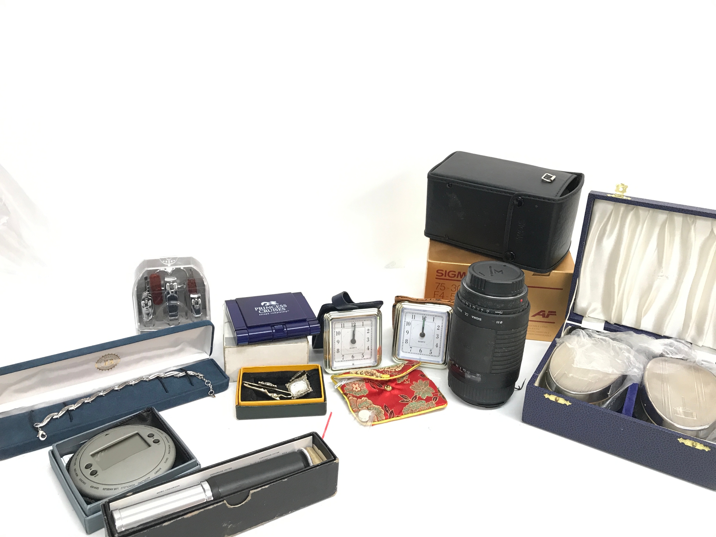A Sigma 300mm boxed camera lens , EPNS brush set and other items  NO RESERVE
