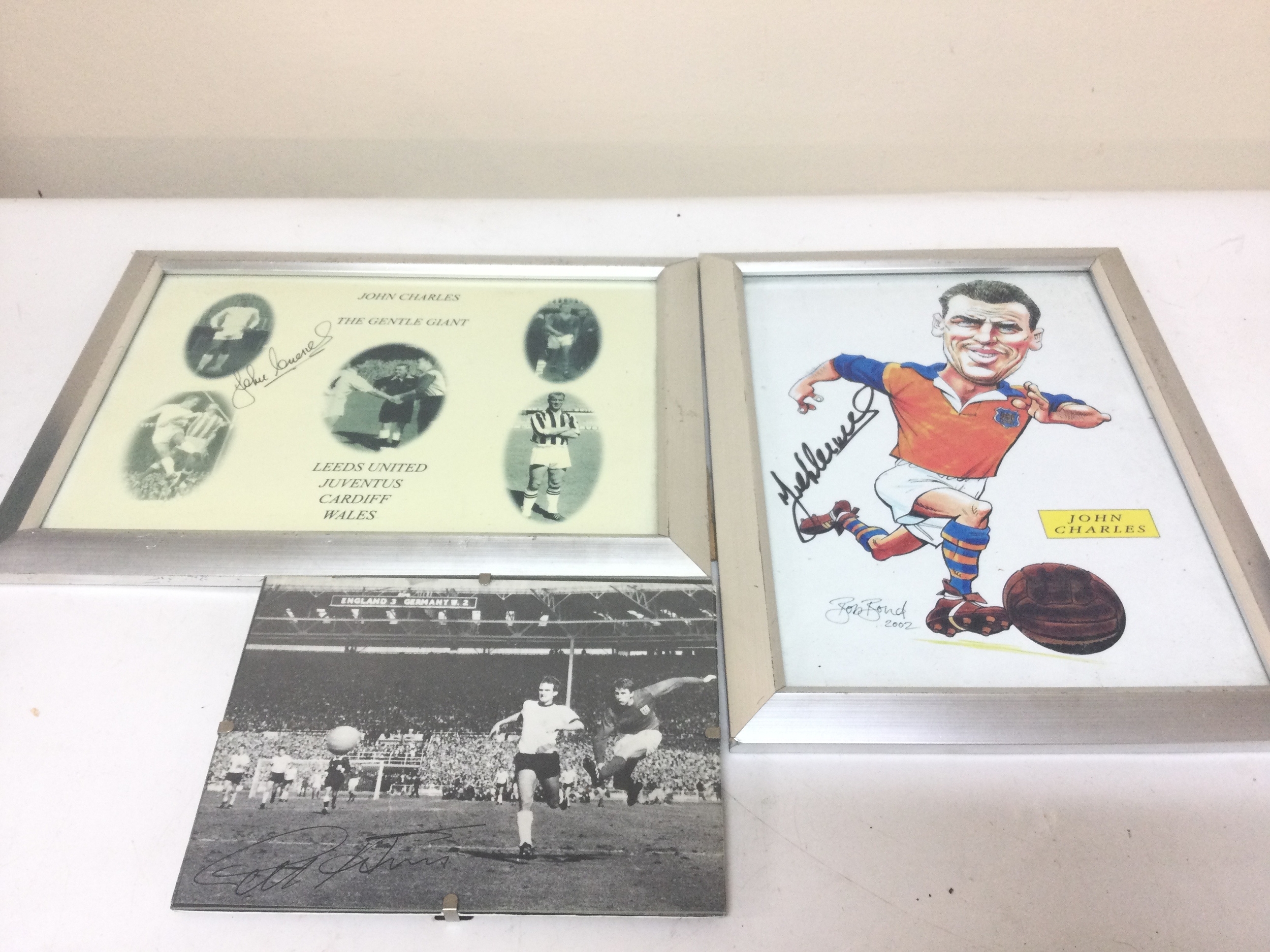 Three pictures John Charles autographs 