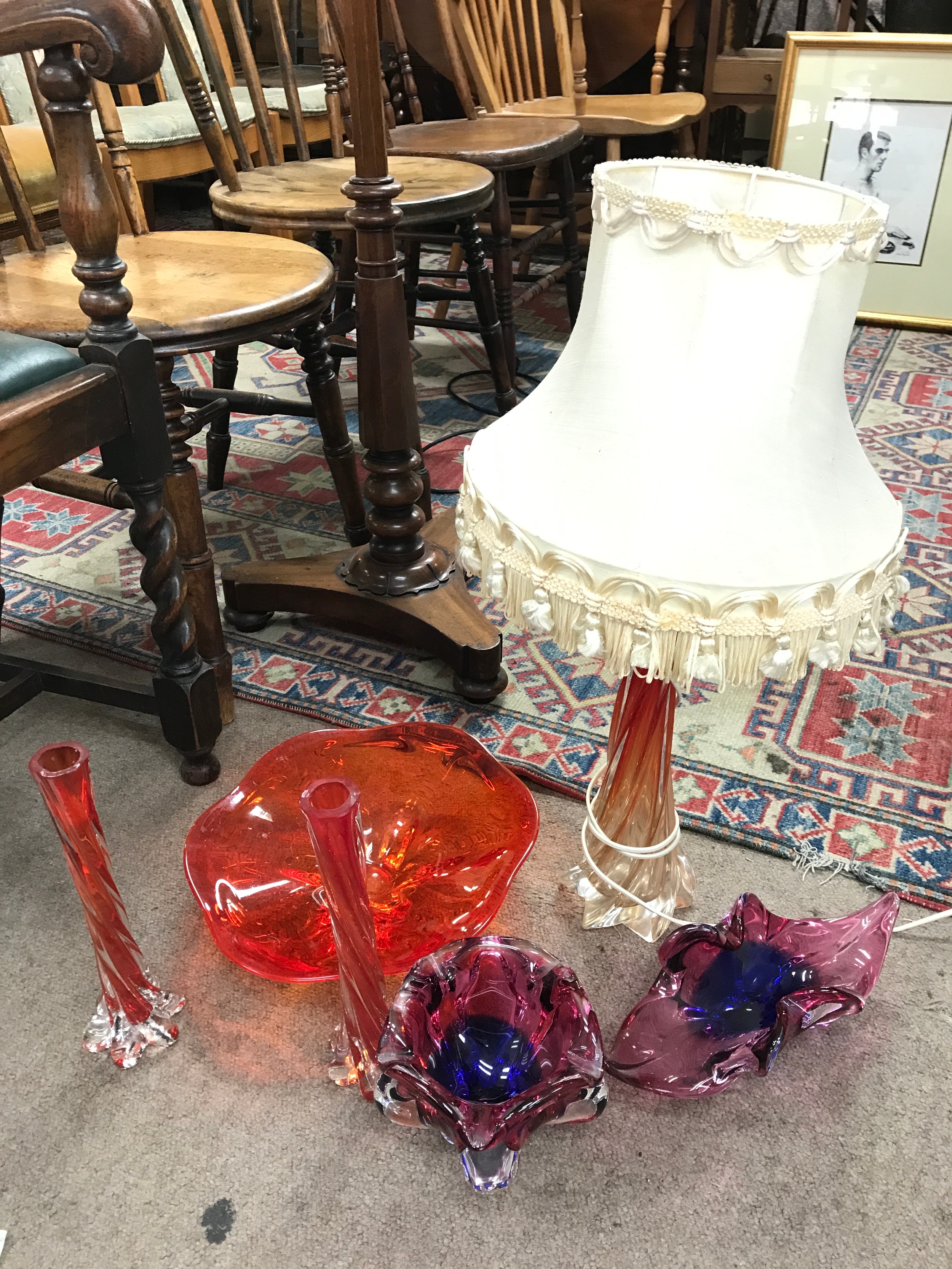 A collection of coloured glass Murano and other