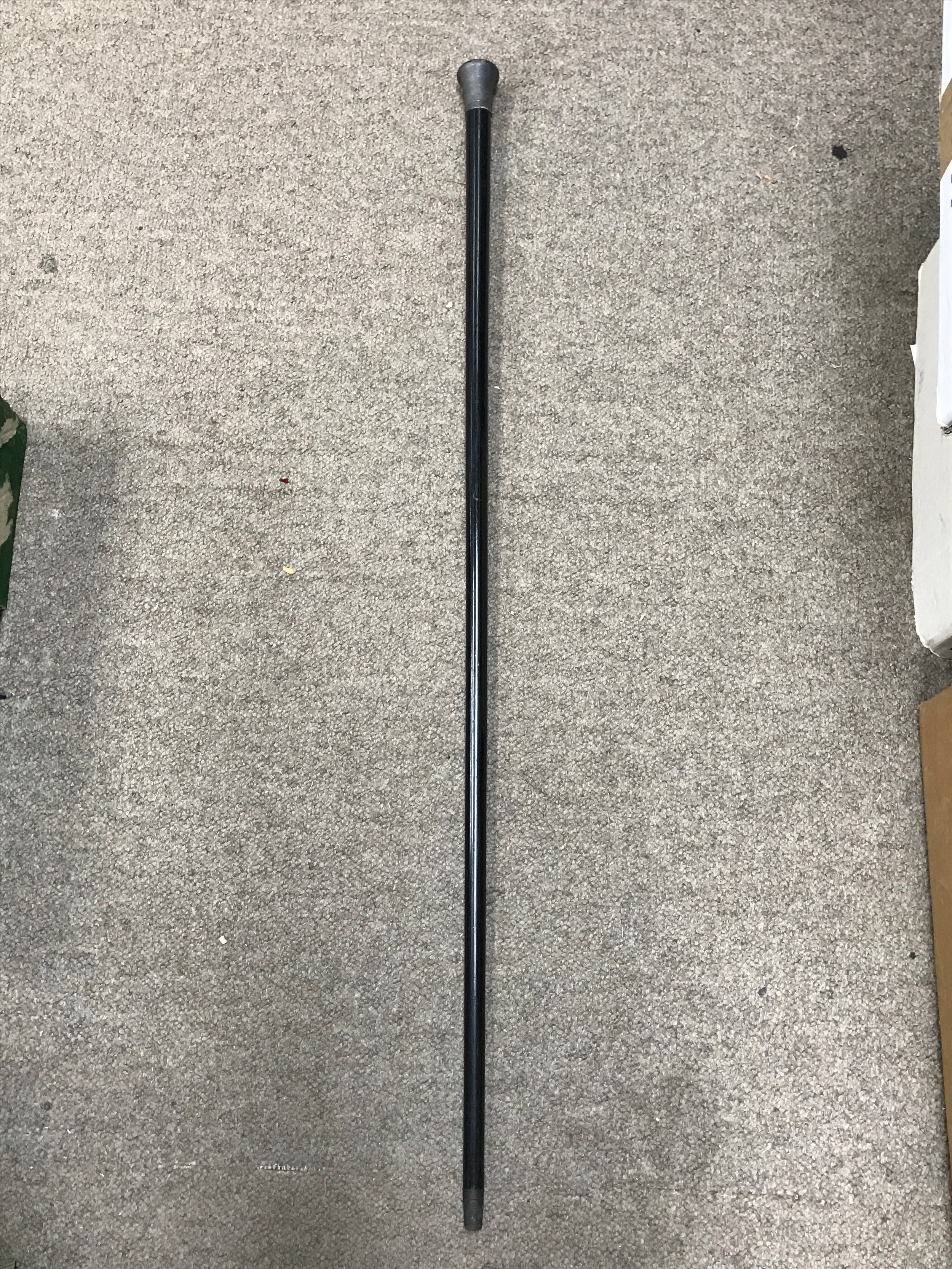A walking stick with hallmarked silver top , 92cm long 