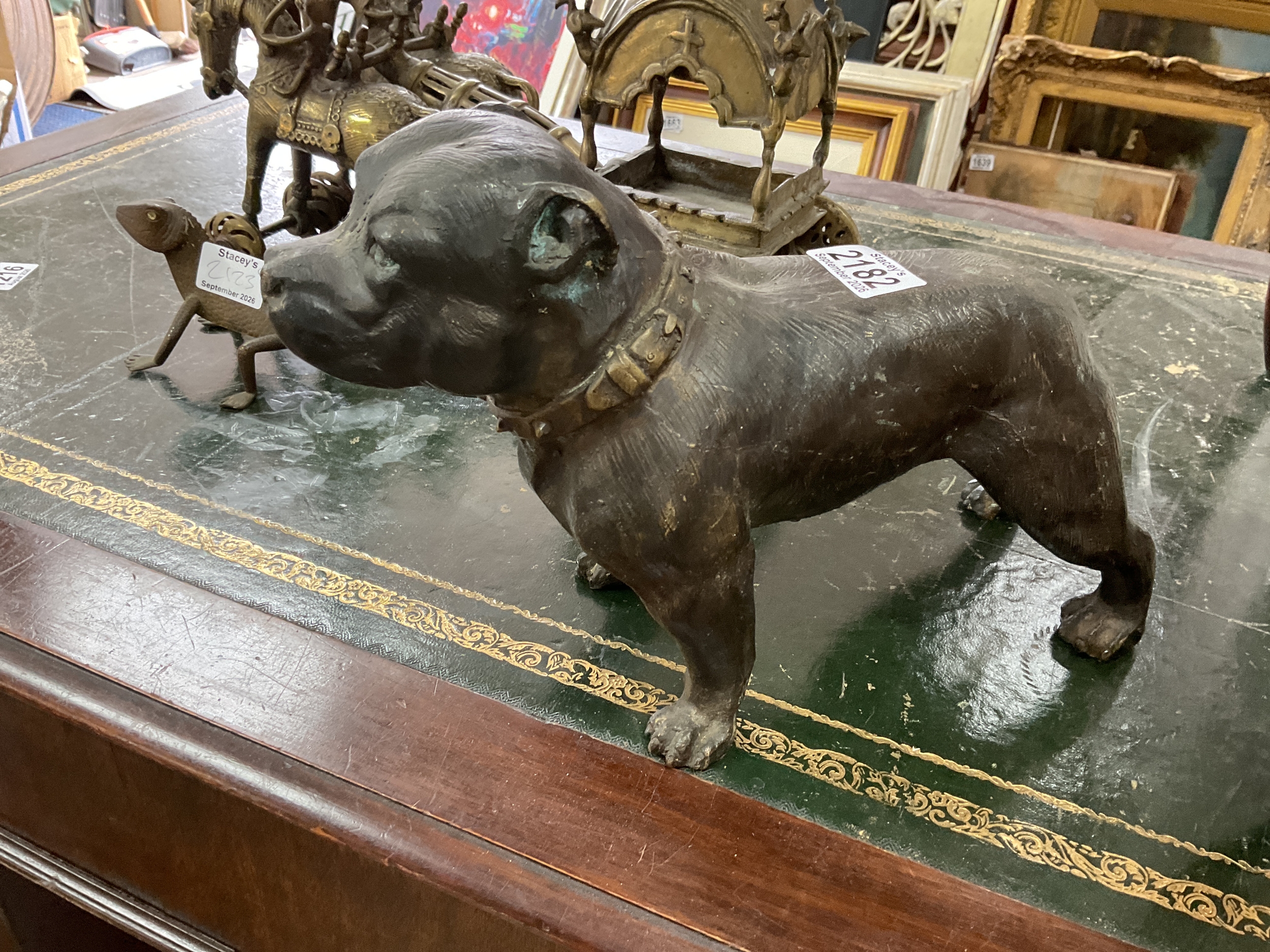 Bronze figure of staff dog