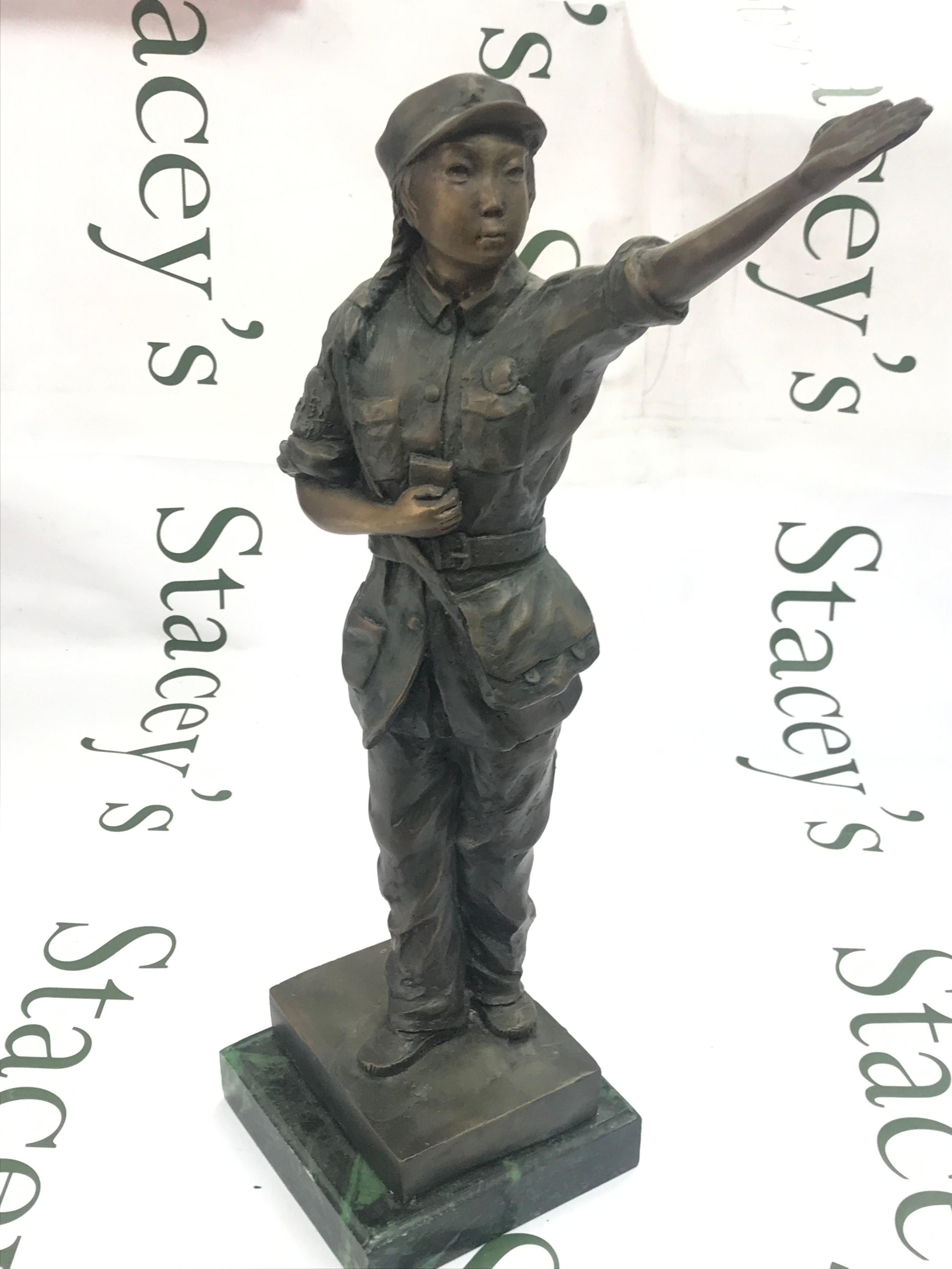 A bronze figure by Le Bao ,Vietnamese female soldier. 44cm tall