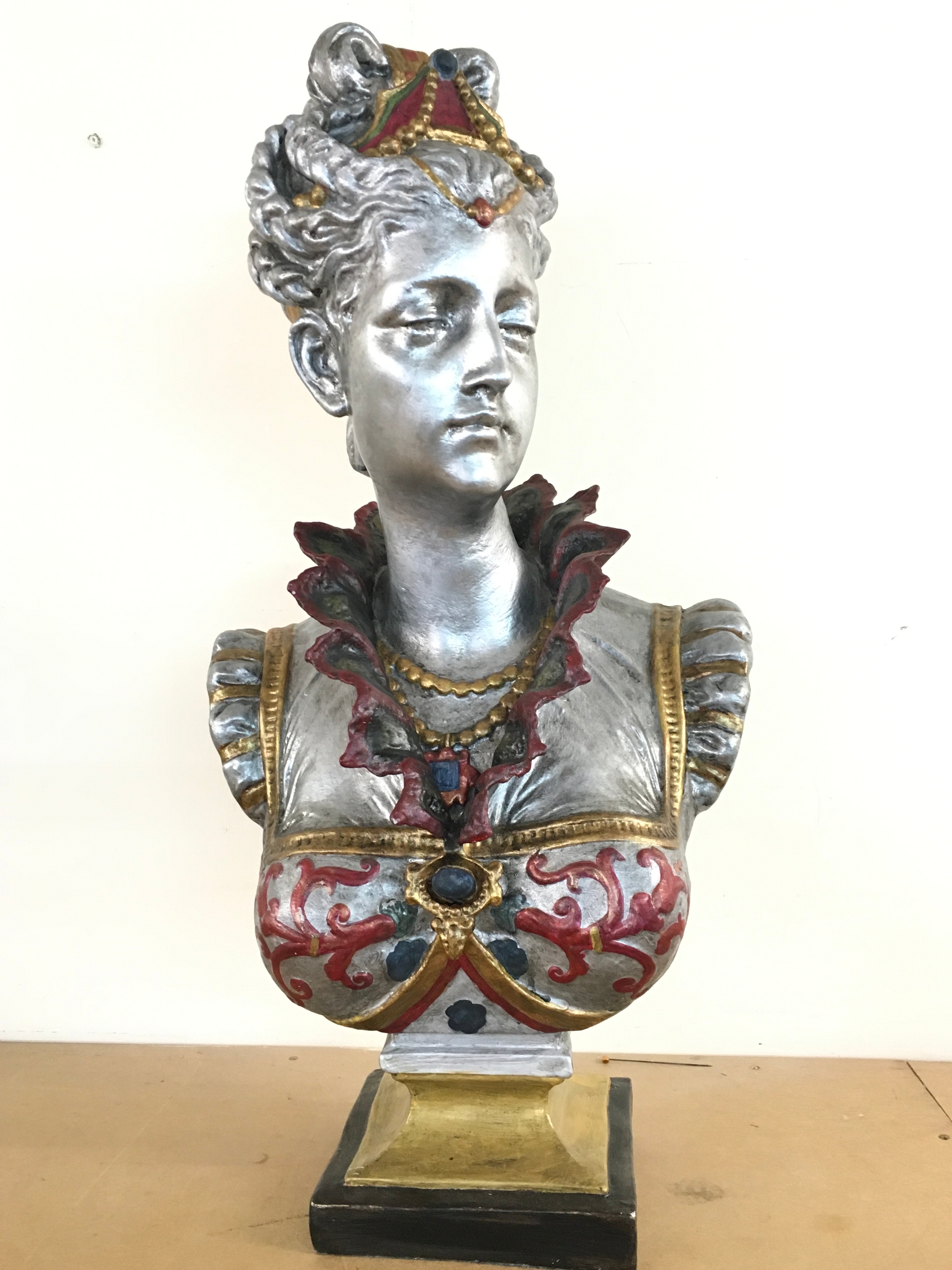 A composite bust of a Renaissance-style noblewoman, 66cm tall
