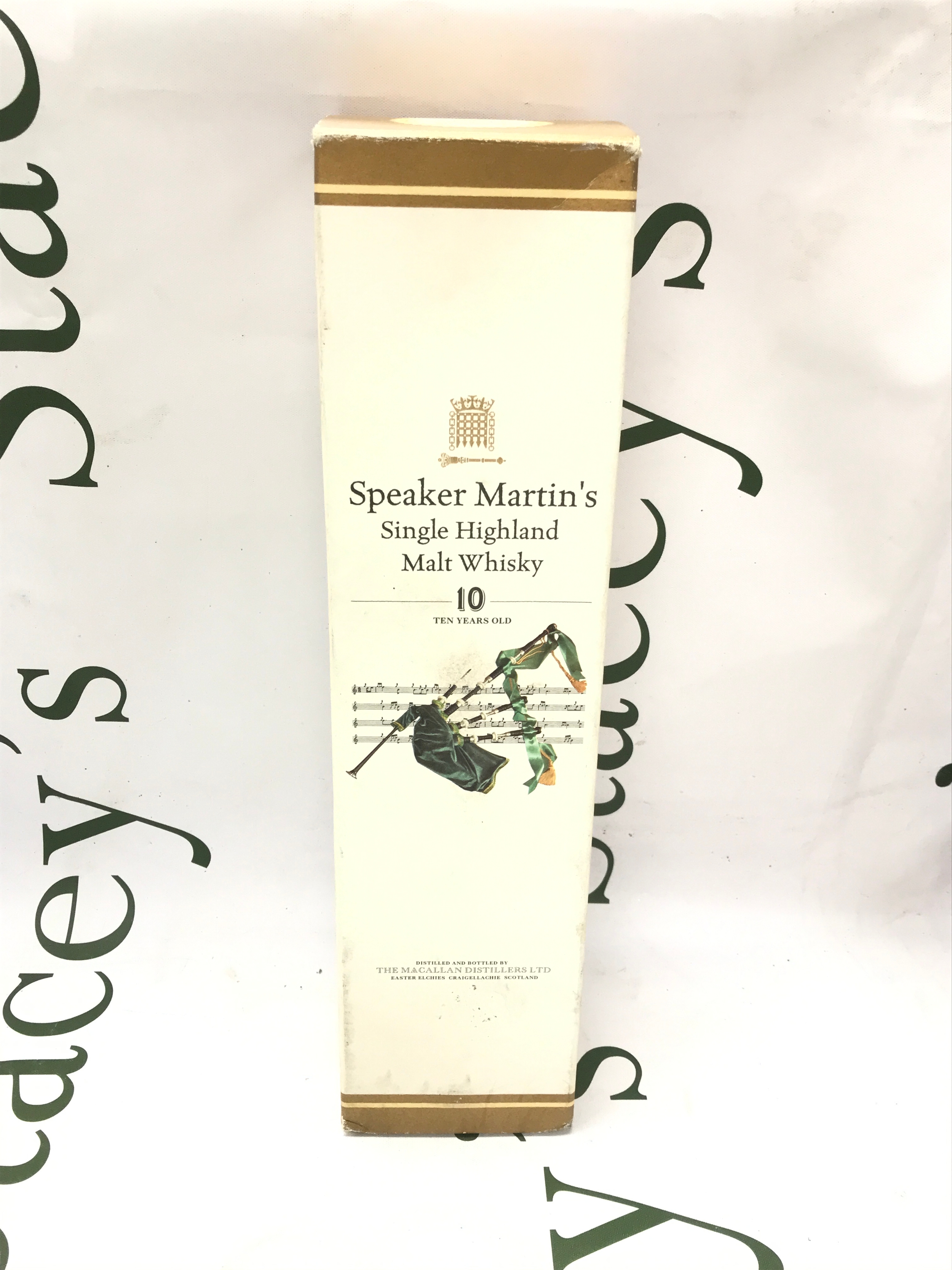 A vintage bottle of macallan single highland Matt " speaker martins " boxed.