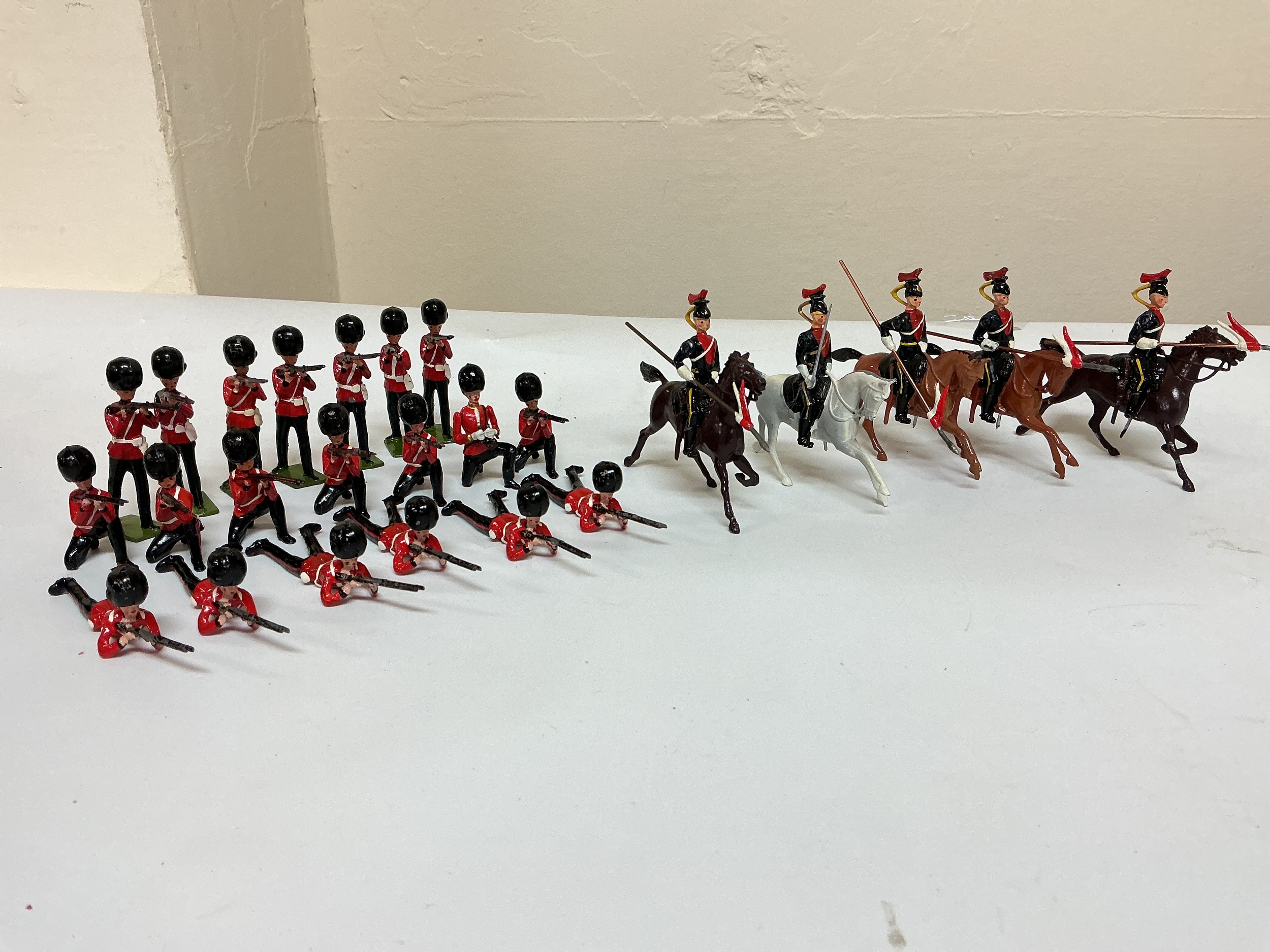 A Collection Of Britains Soldier's. 12th Royal Lancers And Scots Guards (in Firing Positions) plus Other Cavalry And Guards.