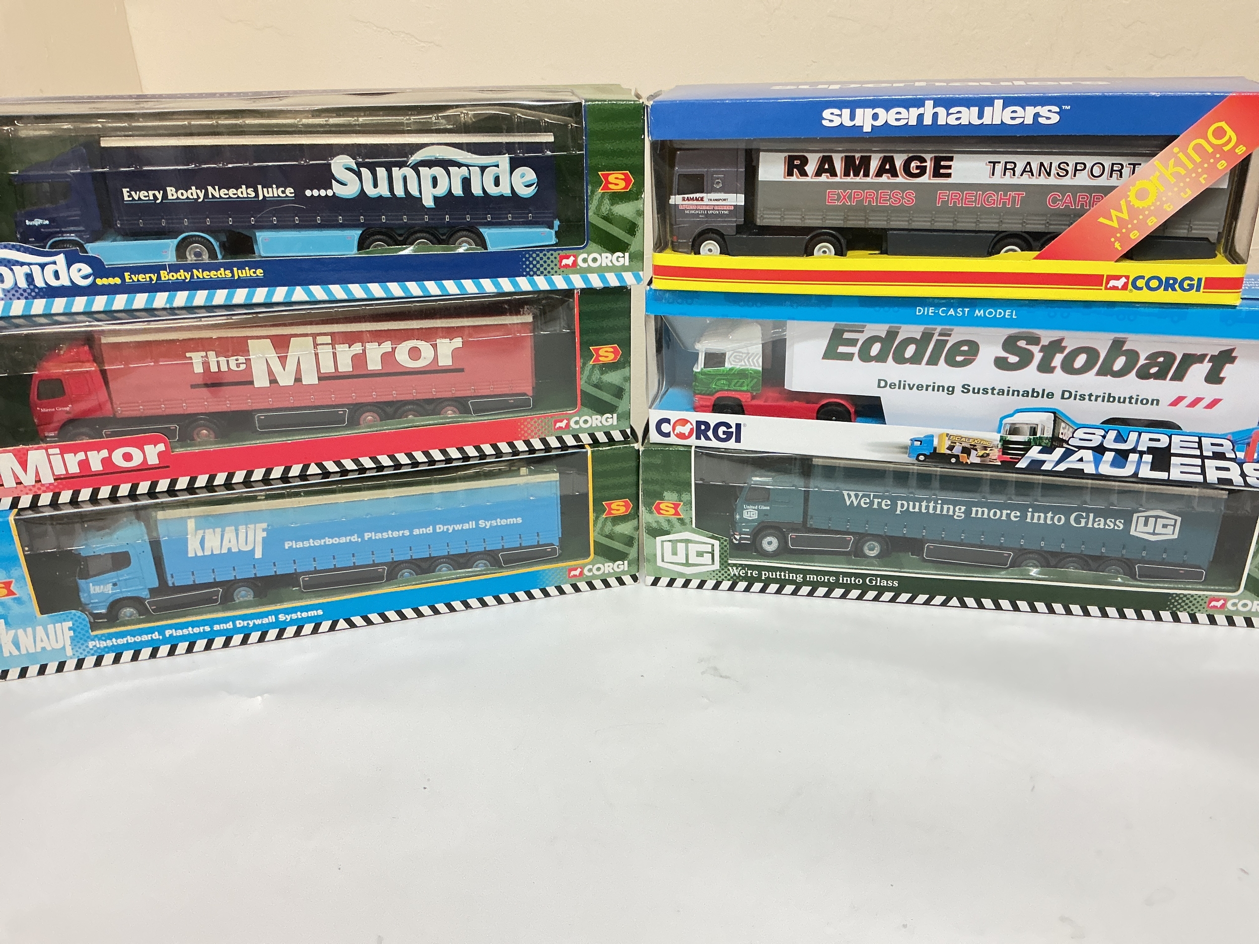 6 Boxed Corgi Superhaulers Including Eddie Stobbart Livery.