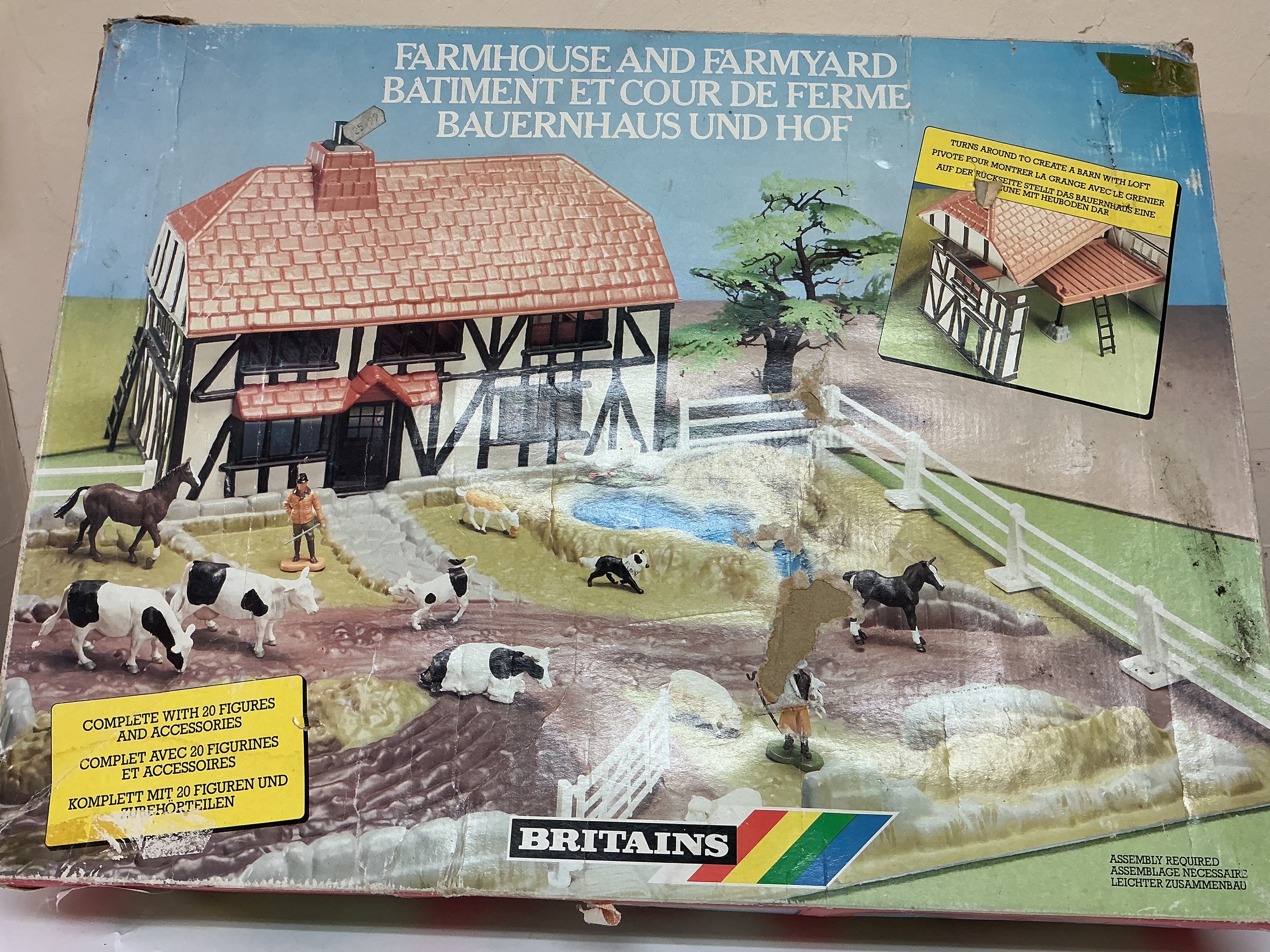 A Boxed Britains Farmhouse And Farmyard Complete With Animals And Figures.