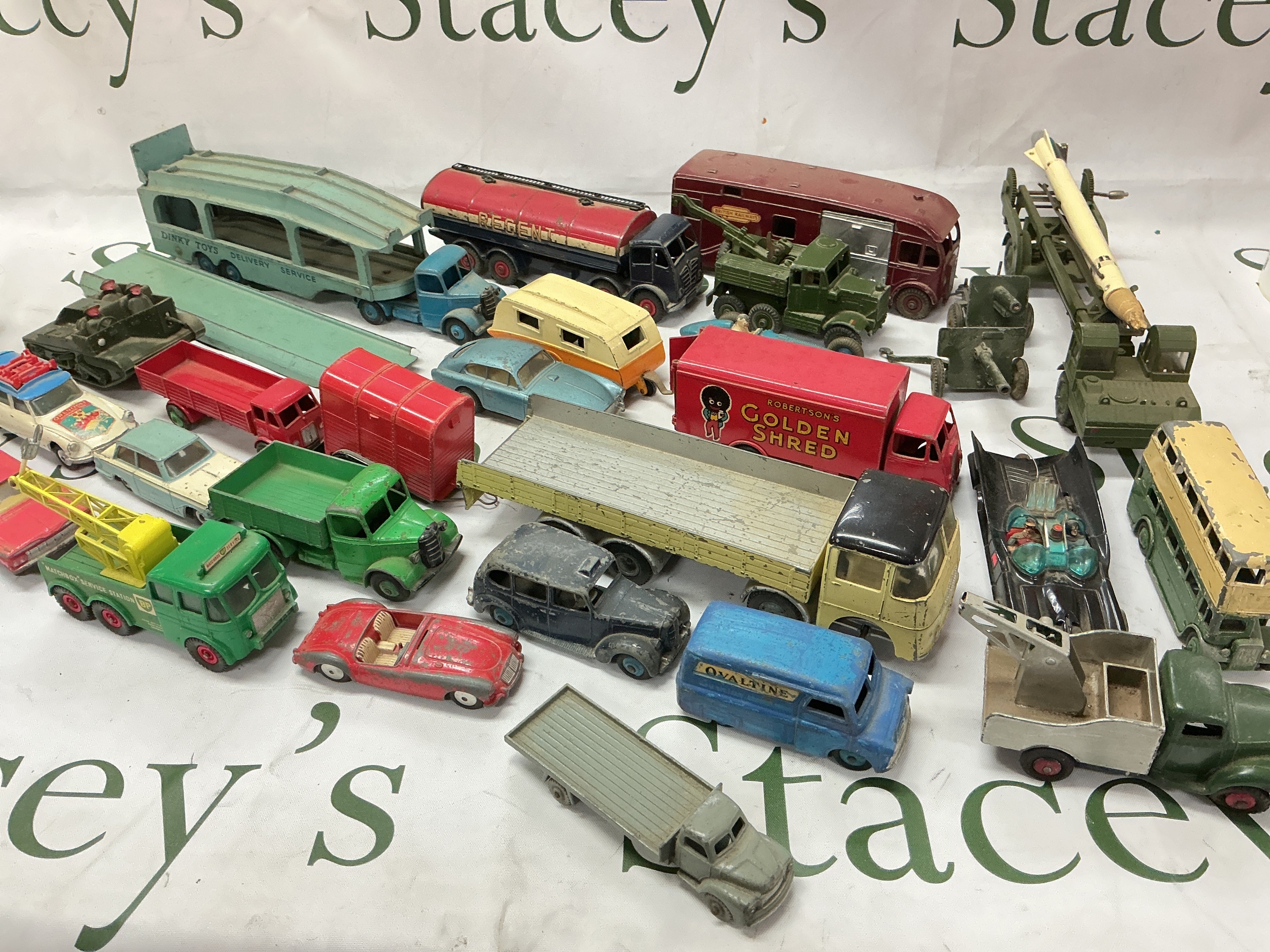 A Collection Of Playworn Diecast Including Matchbox, Dinky,Corgi, Spot-On, Etc. No Reserve.