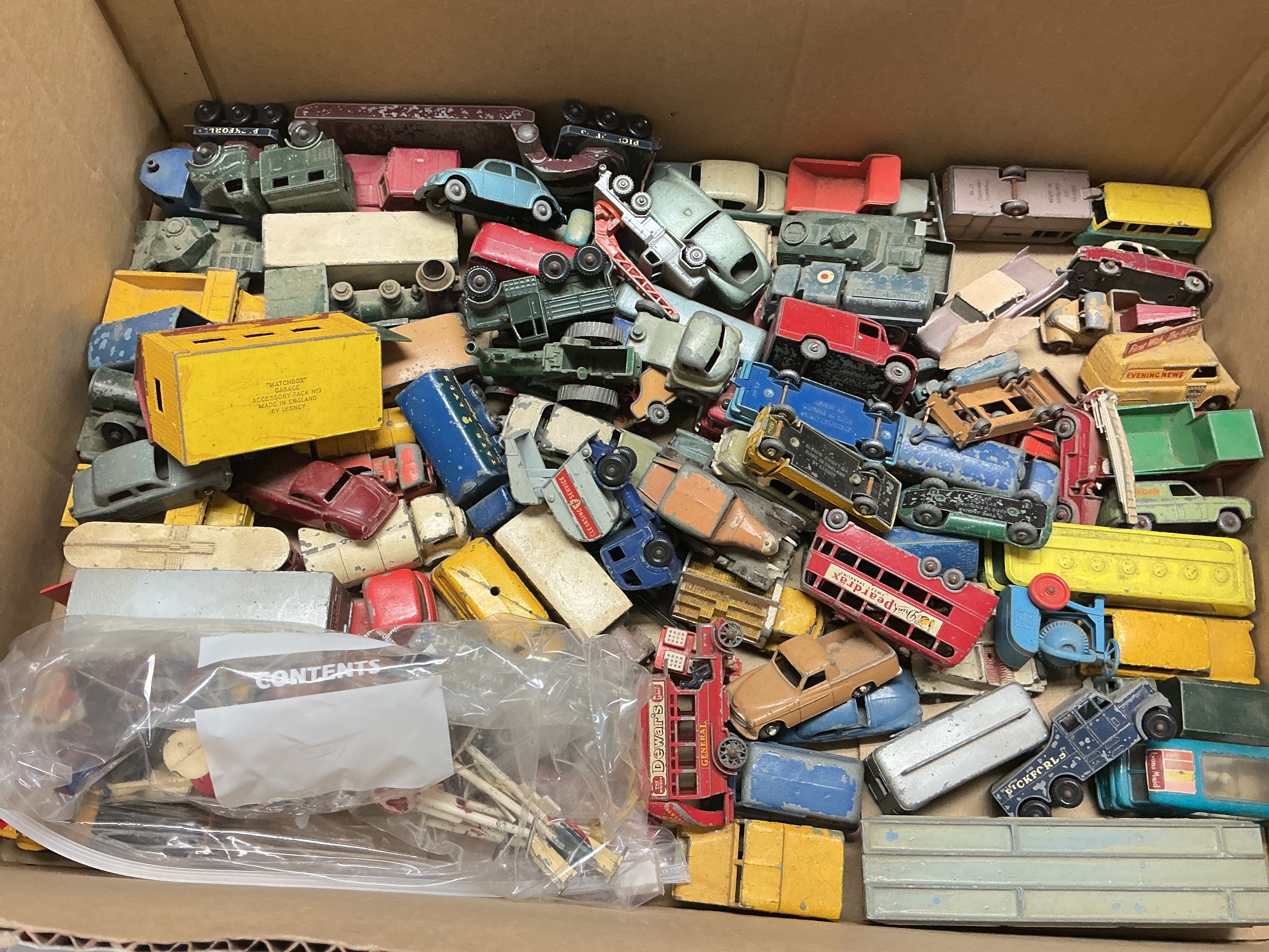 A Box Containing Mostly Playworn Matchbox Diecast, No Reserve.