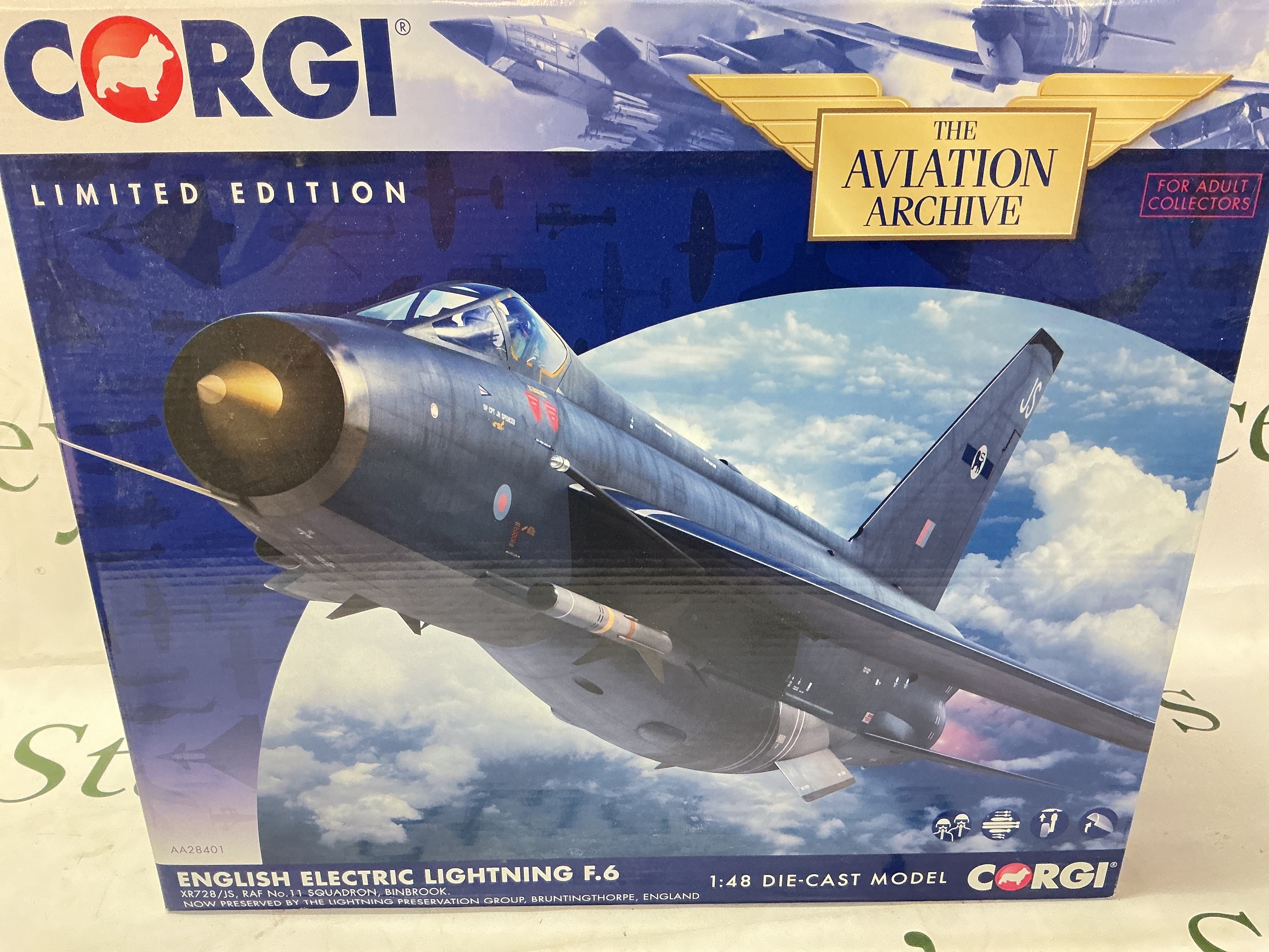 A Boxed Corgi Aviation Archive English Electric Lightning F.6 #AA28401. 1/72 Scale.
