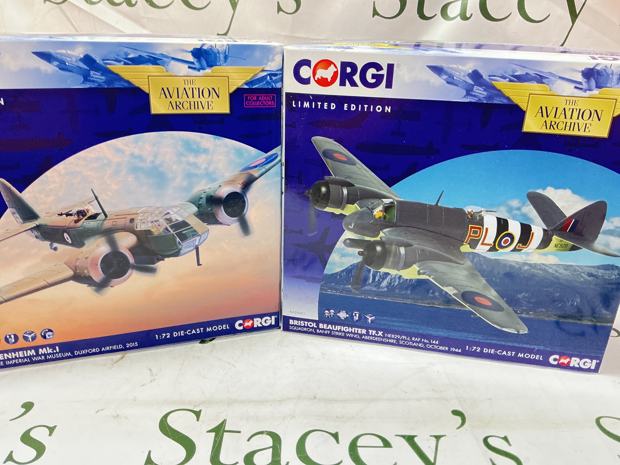 A Boxed Corgi Aviation Archive Bristol Blenheim MK.1 And A Bristol Beaufighter TF.X #AA28601 Both 1/72 Scale. (2).