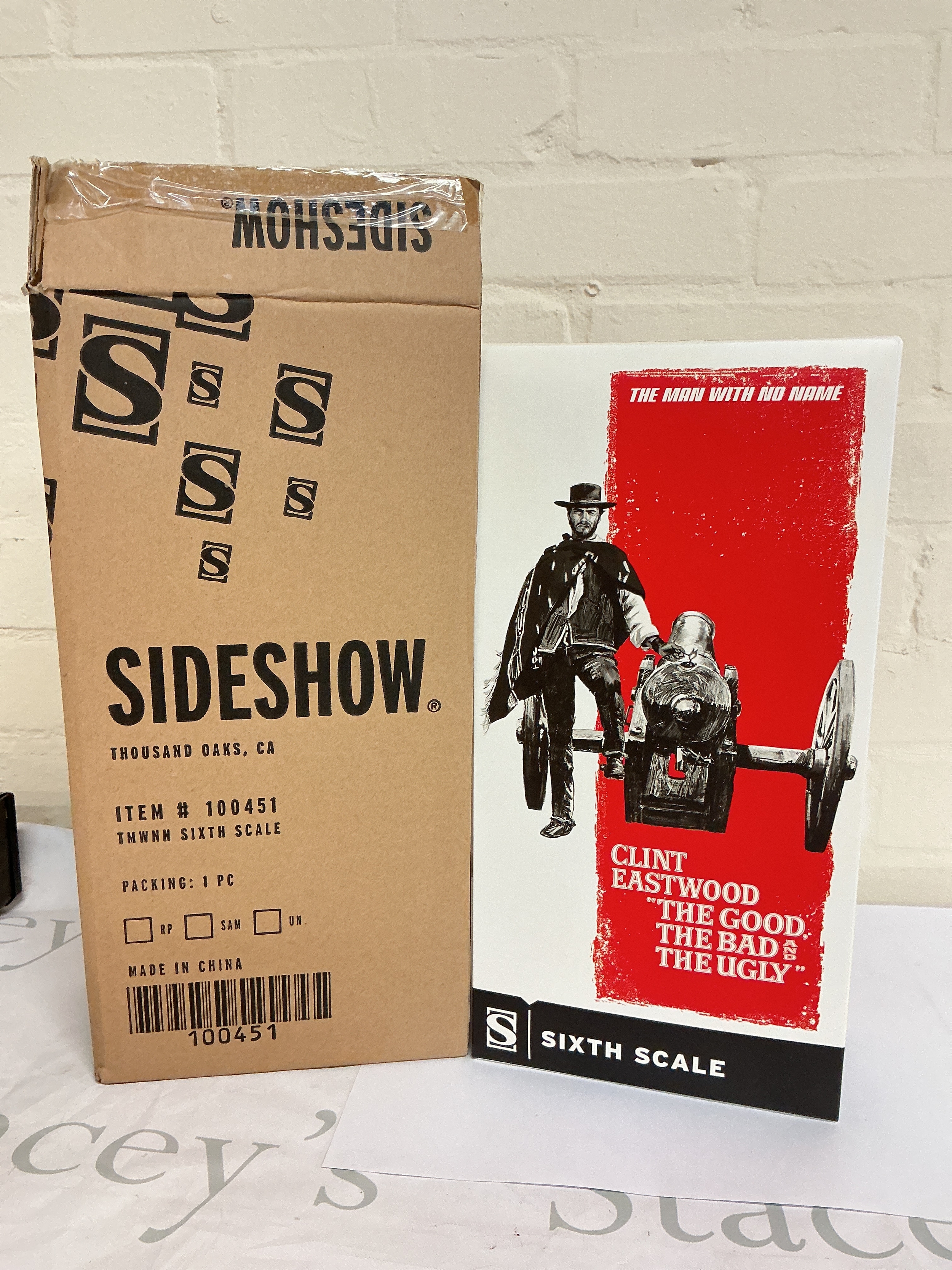 A Boxed Sideshow 1/6 Scale Figure Of Clint Eastwood The Good Bad And The Ugly. With Shipping Box