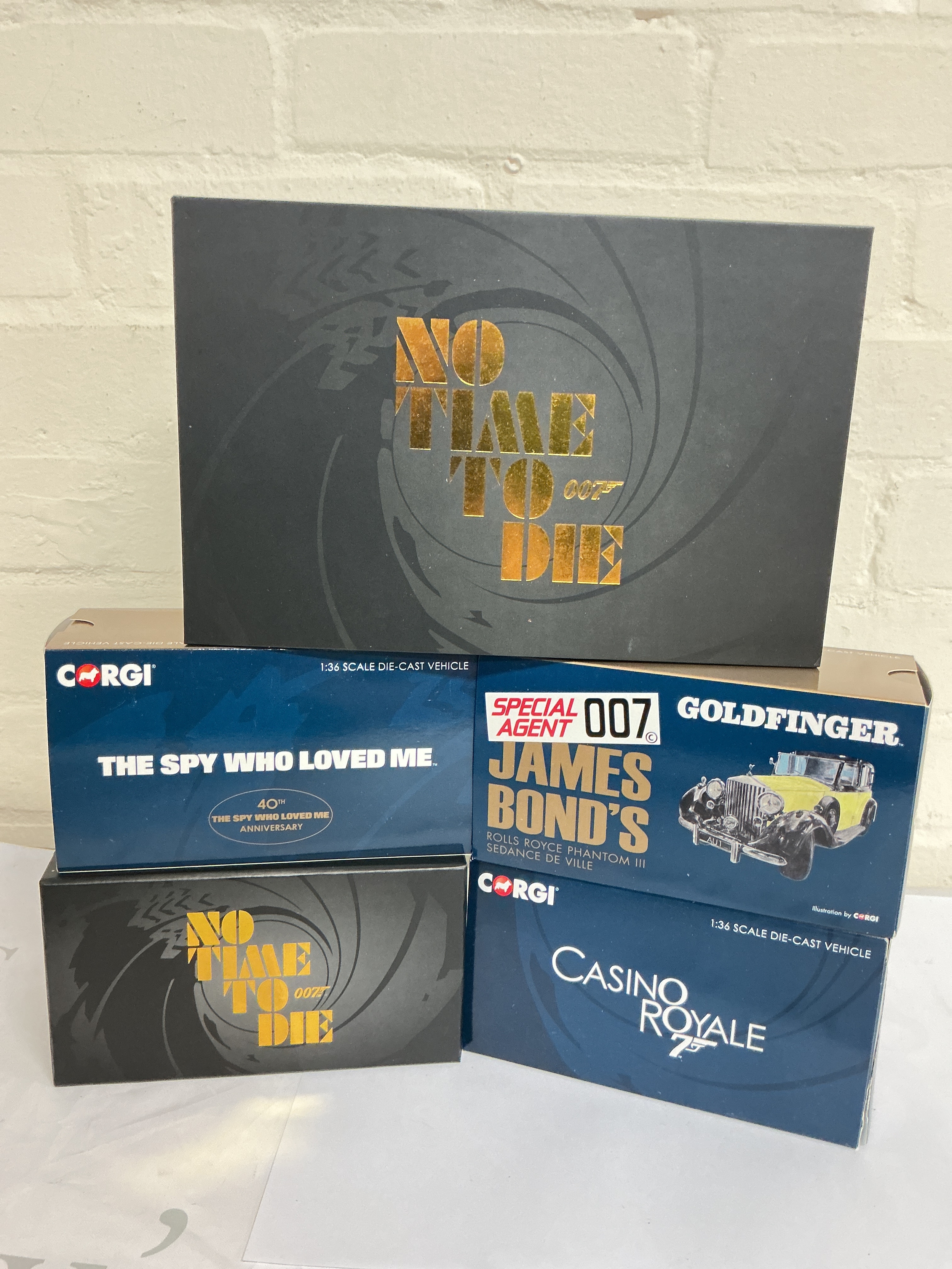 5 X Boxed James Bond Corgi Diecast. Includes No Time To Die, The Spy Who Loved Me, Goldfinger And Casino Royale.