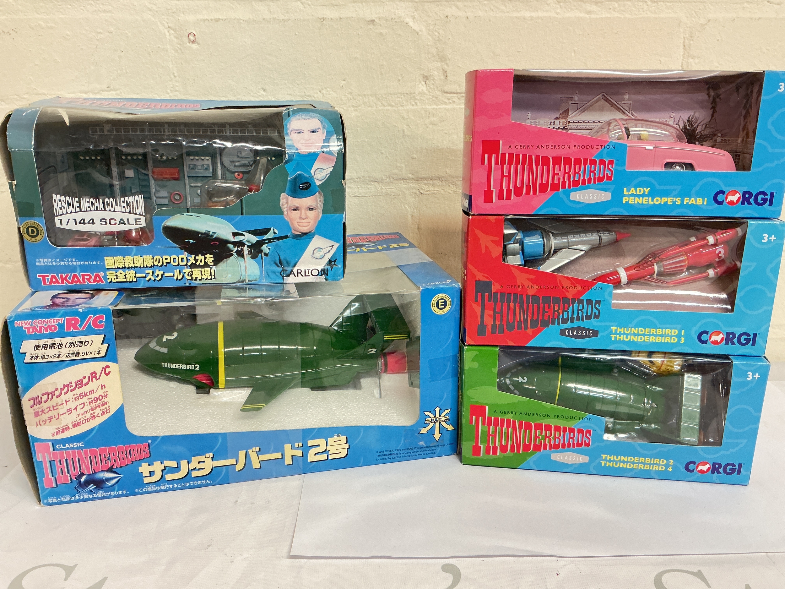 5 X Boxed Thunderbirds Toys Including Corgi And Takara.