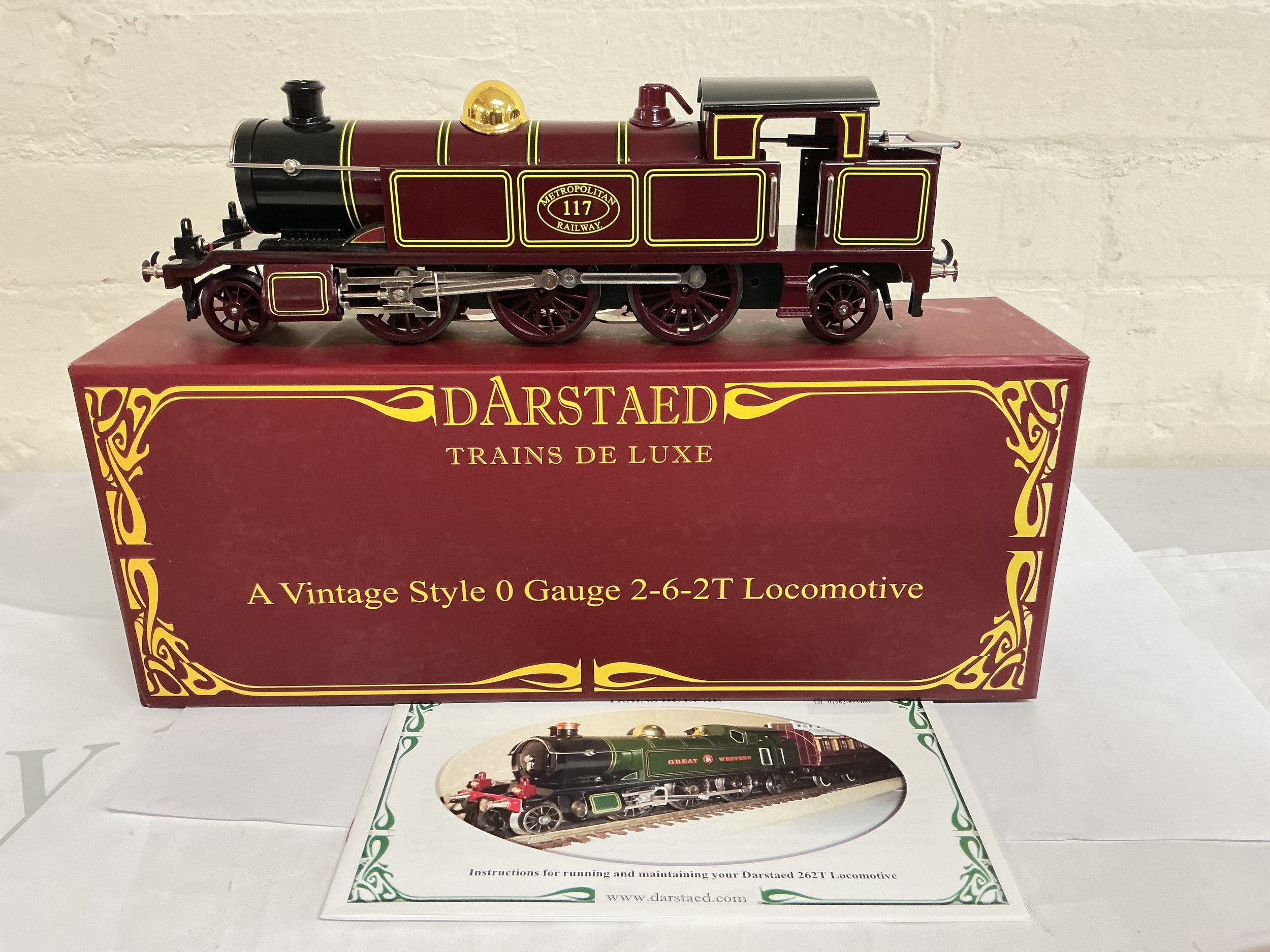 A Boxed Darstaed Vintage Style 0 Gauge 2-6-2T Locomotive, Maroon, Metropolitan Railway. No Reserve.