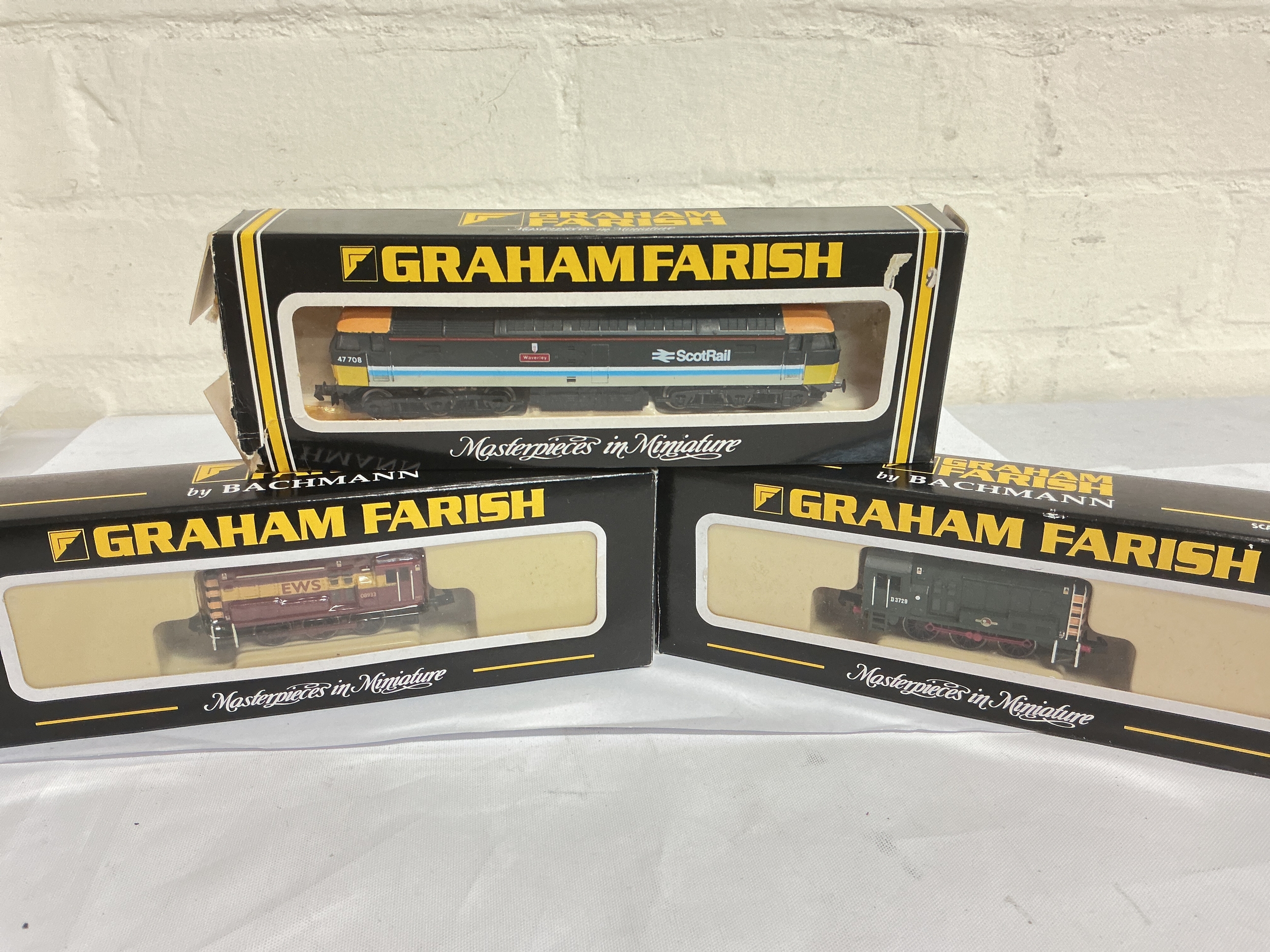 3 Boxed Graham Farish N Gauge Locomotives. 2 Shunters And A Class 47. No Reserve.