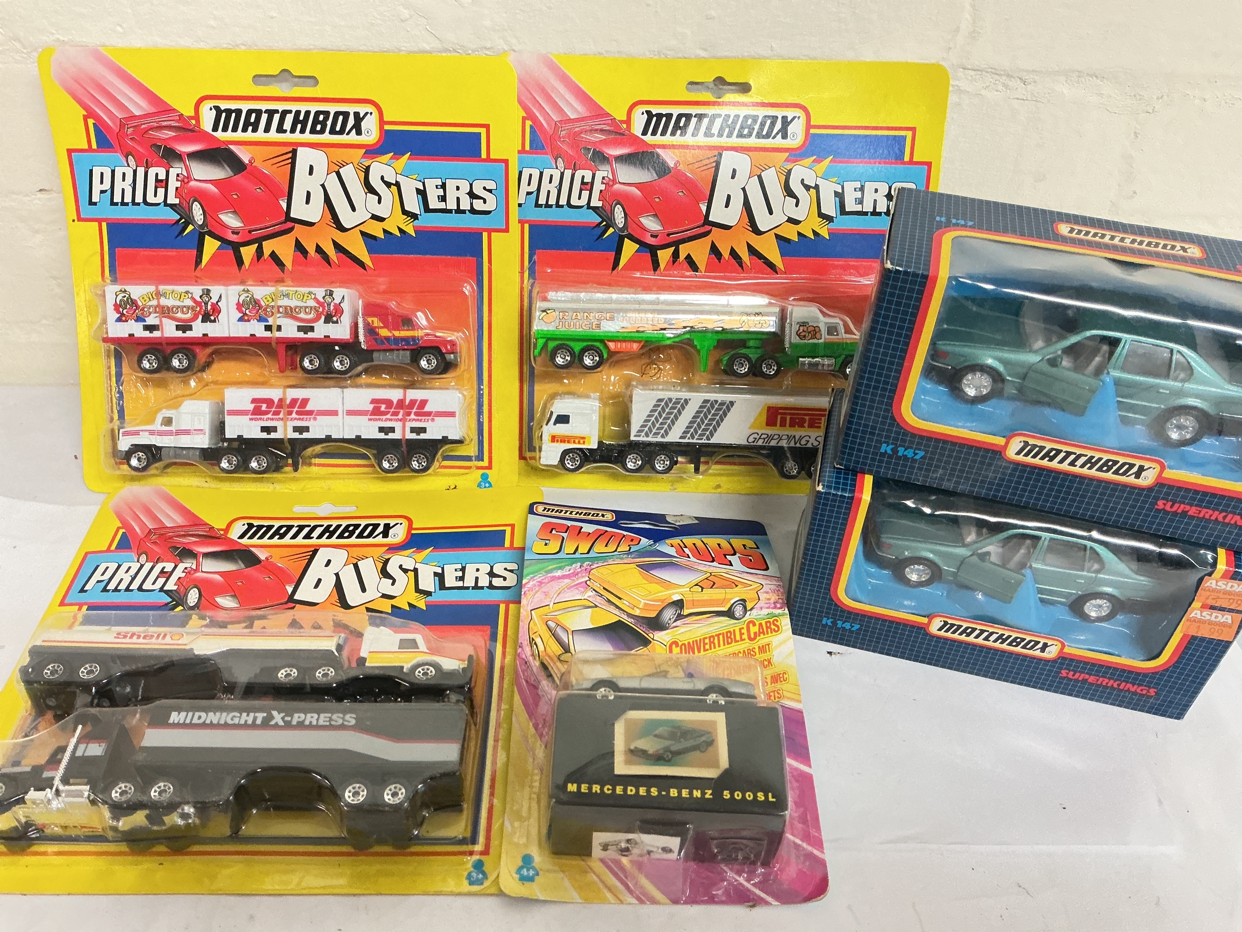 3 Carded Matchbox Price Busters, 4 Swop Tops And 2 X Superkings BMW 750IL #K-147. No Reserve.