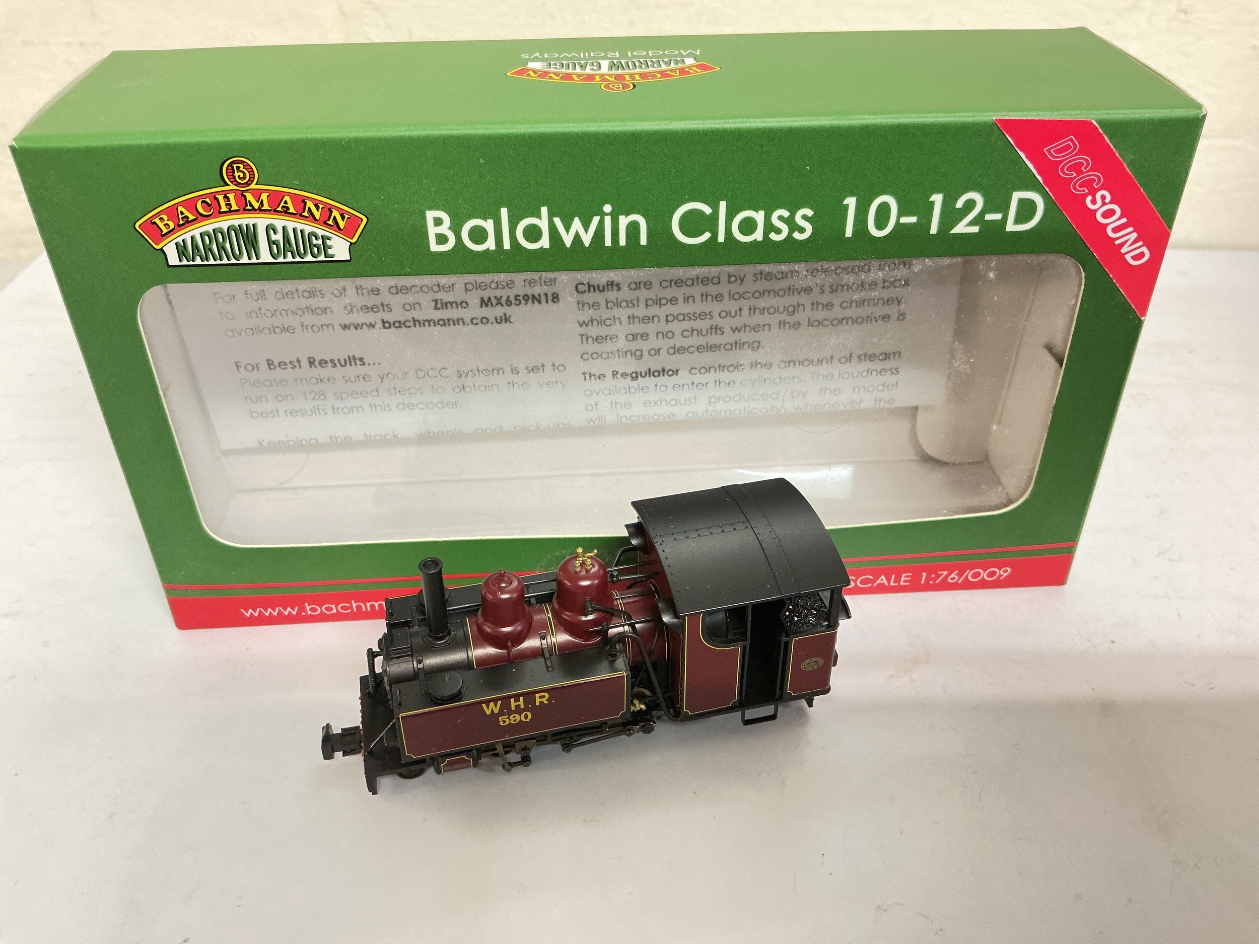 A Boxed Narrow Gauge Baldwin Class 10-12-D 590 Welsh Highland Railway Limed Maroon #391-031DS. No Reserve.