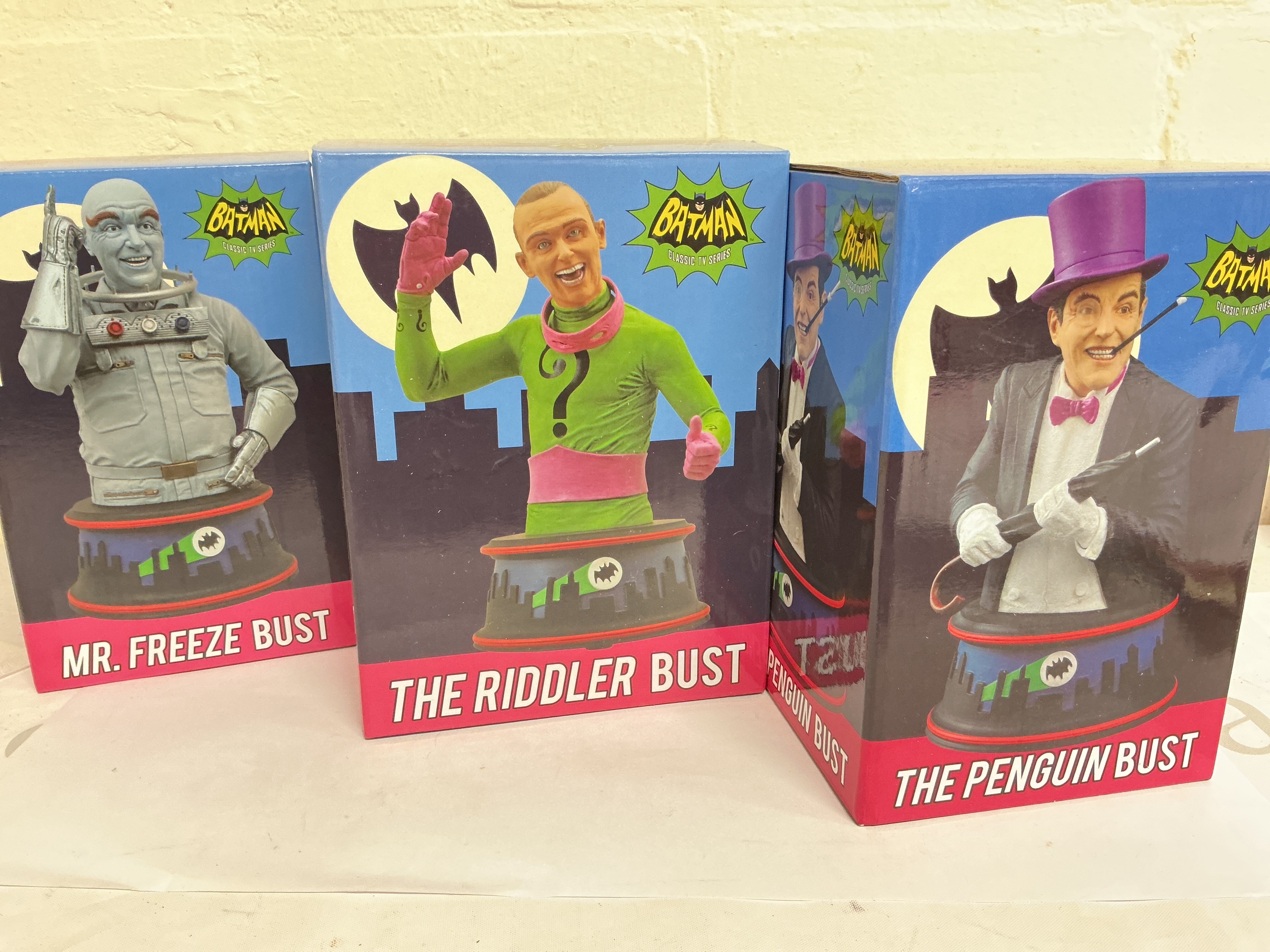 3 X Boxed Diamond Select Toys Batman Classic T.V. Series Busts.