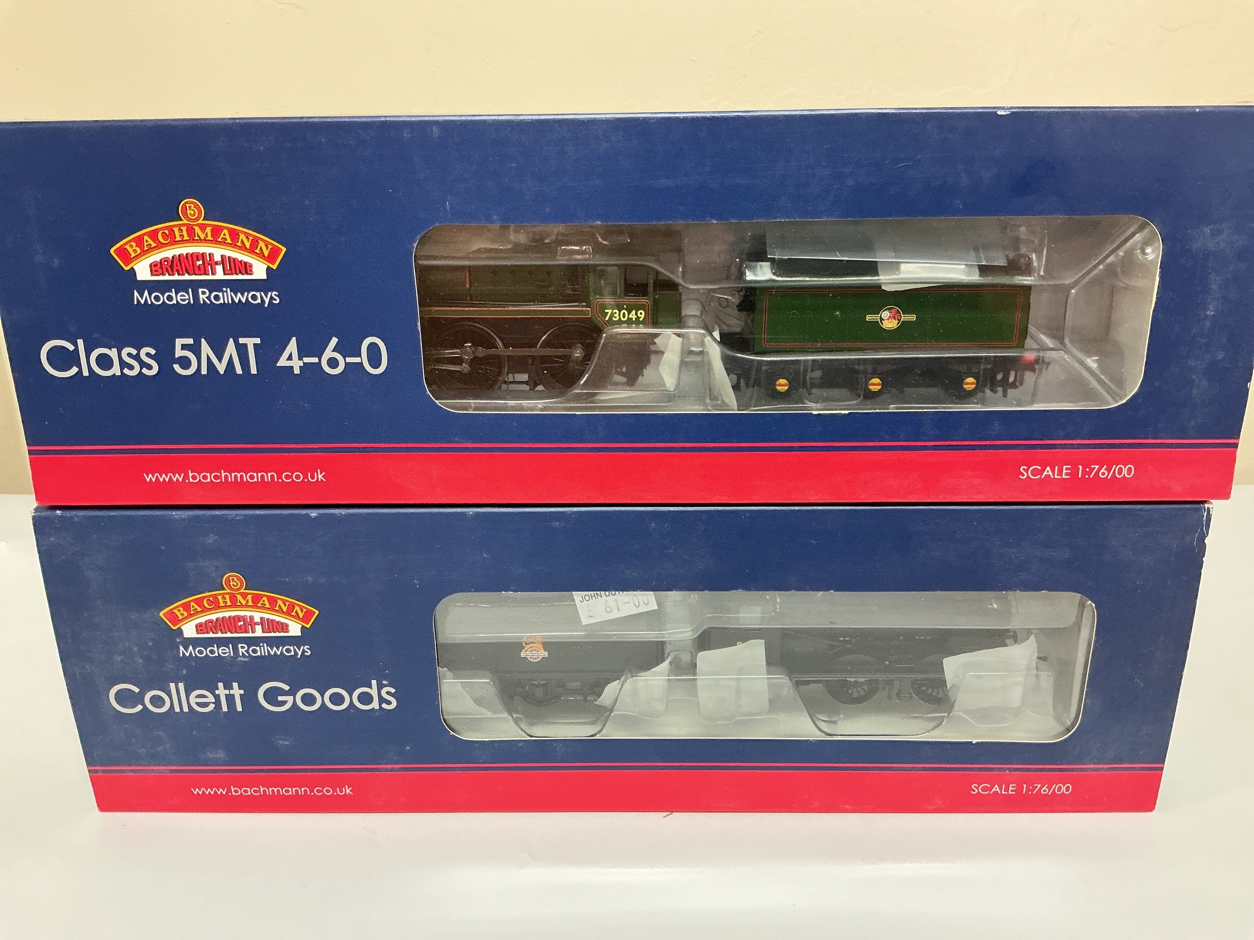 2 X Boxed Bachmann 00 Gauge Locos. Standard Class 5MT 73049 BR Green Late Crest #32-508 And Collett Goods 2259 BR Black Early Emblem #32-311. No Reserve.