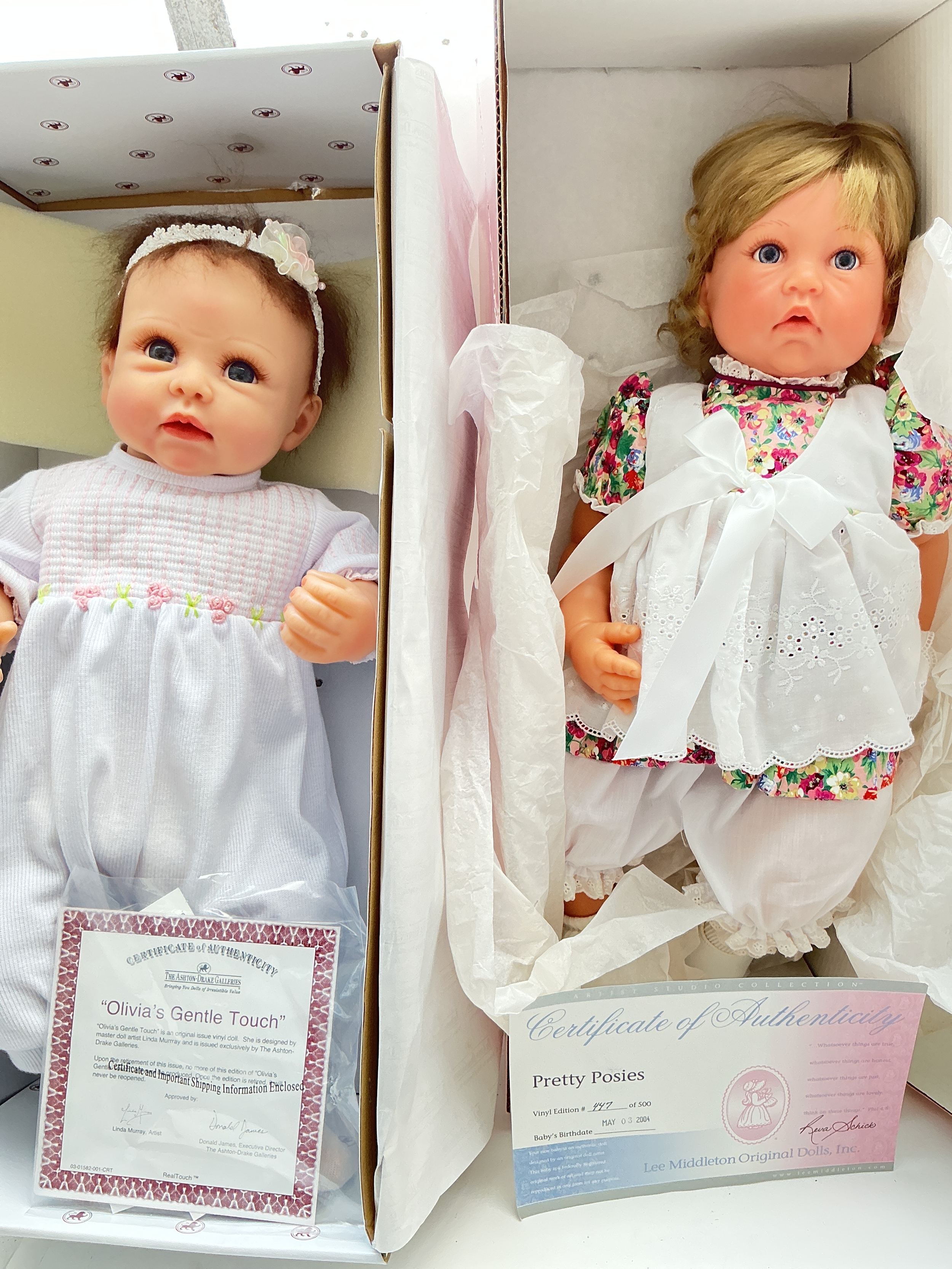 A Boxed Ashton-Drake Galleries Dolls And A Lee Middleton Doll Both With Certificates.(2).