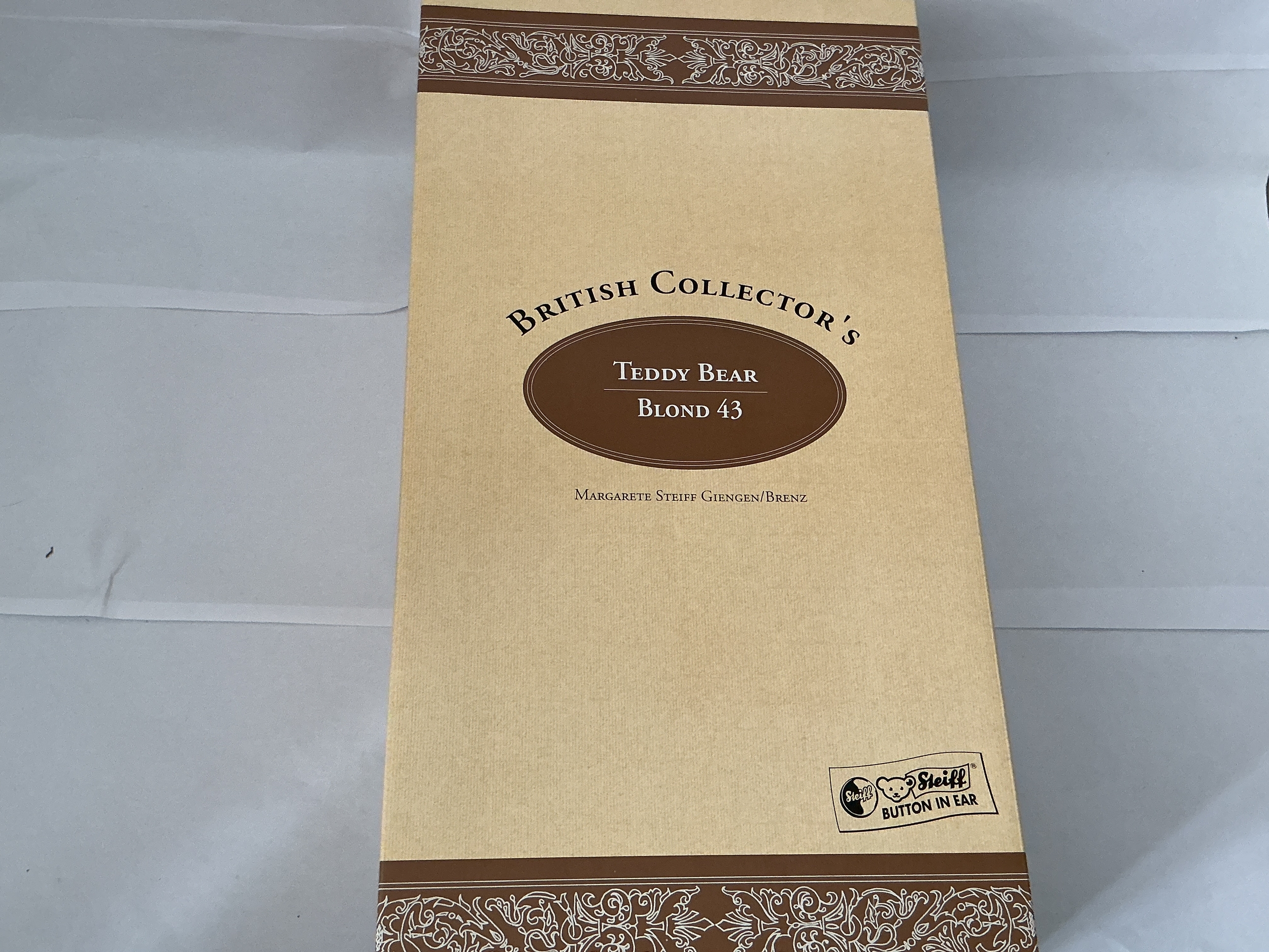 A Boxed 1996 British Collectors Blond 43 Steiff Teddy Bear. No Reserve.