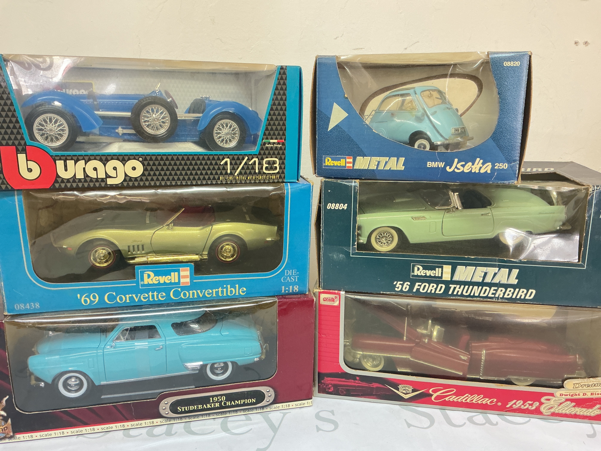 6 X Boxed 1/18 Scale Diecast Cars Including Revell, Burago Etc. No Reserve.
