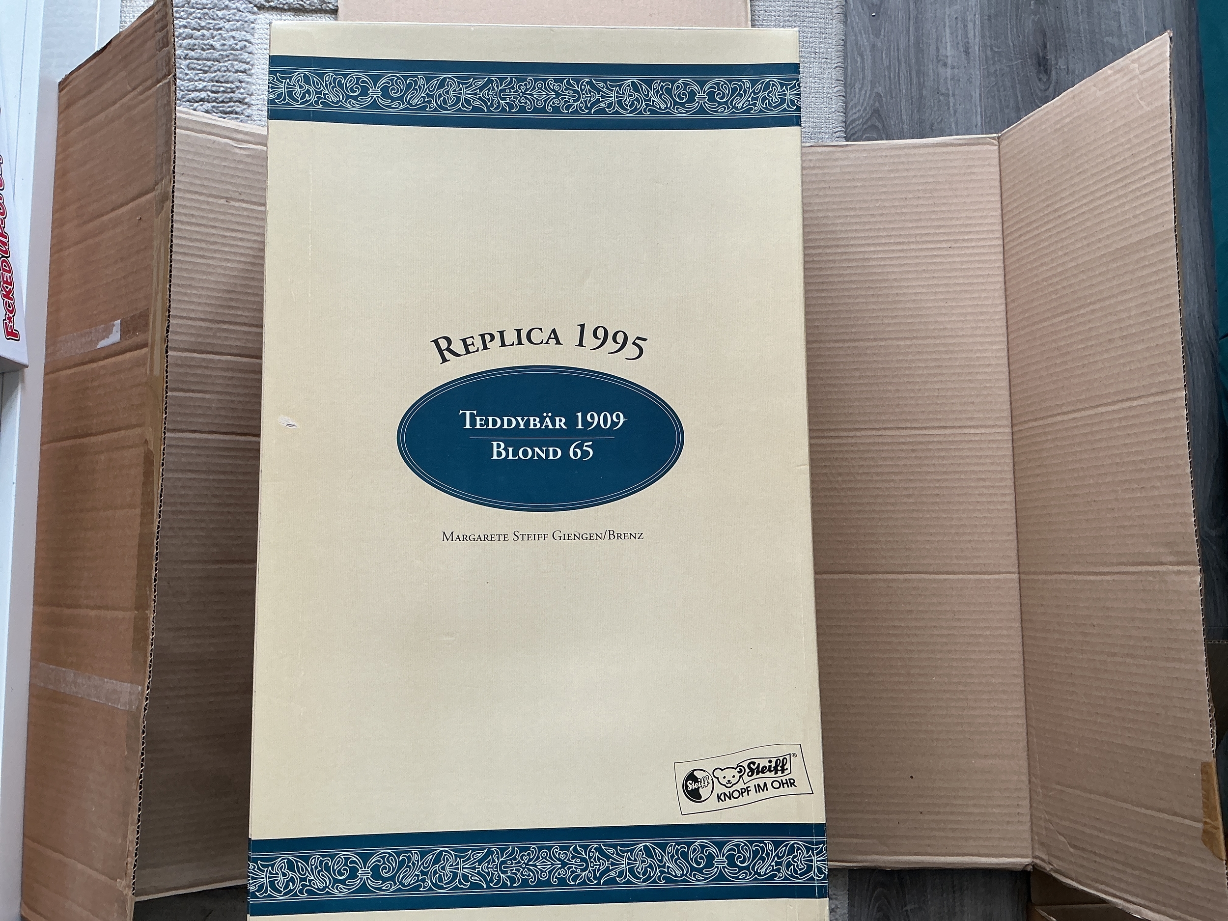 A Boxed 1995 Replica Of The 1909 Blond 65 Steiff Teddy Bear. No Reserve.