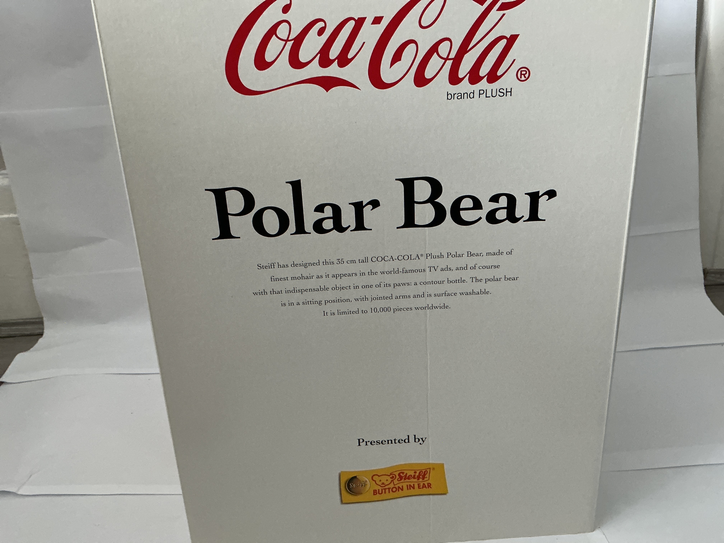A Boxed COCA COLA Polar Bear Steiff Teddy Bear. No Reserve. 