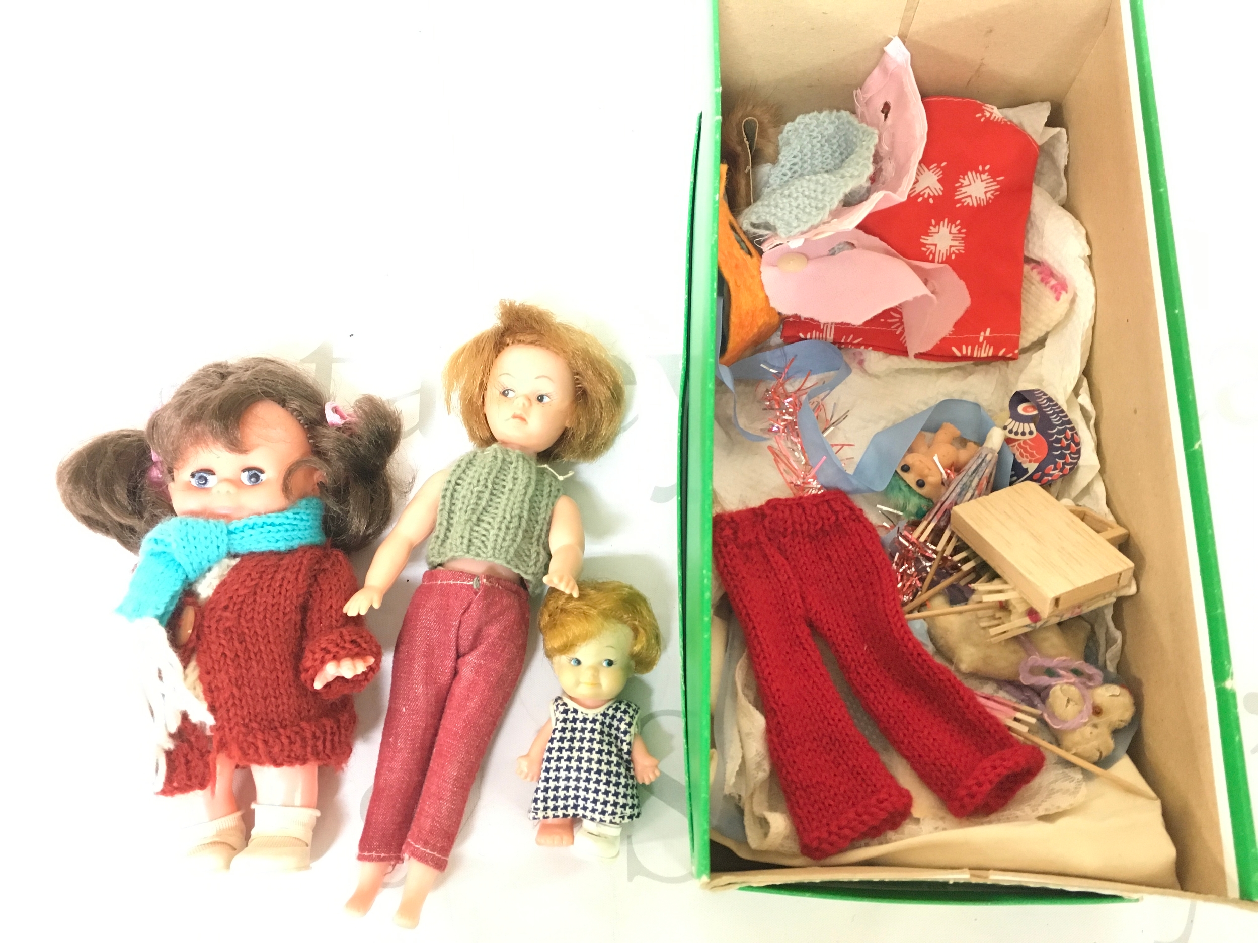 A Small Collection Of 3 Vintage Dolls And Accessories. No Reserve.