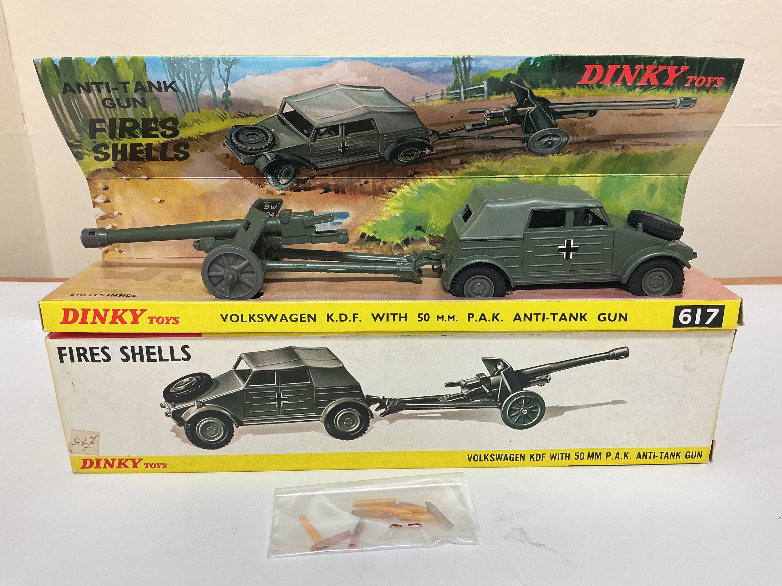 A Boxed Dinky Volkswagen KDF With 50 MM P.A.K. anti-Tank Gun #617.
