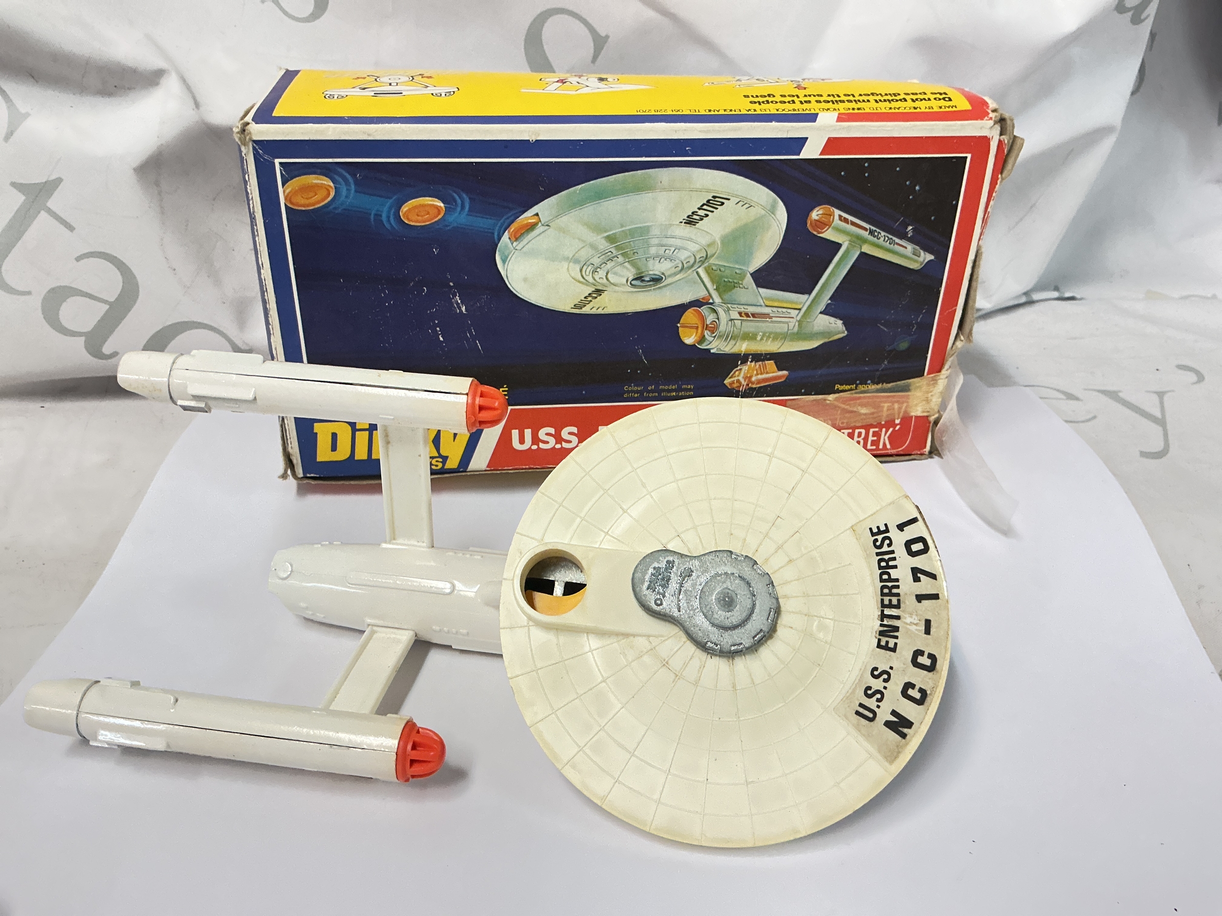 A Boxed Dinky Star Trek U.S.S. Enterprise #358. Box Is Worn Discs Missing.