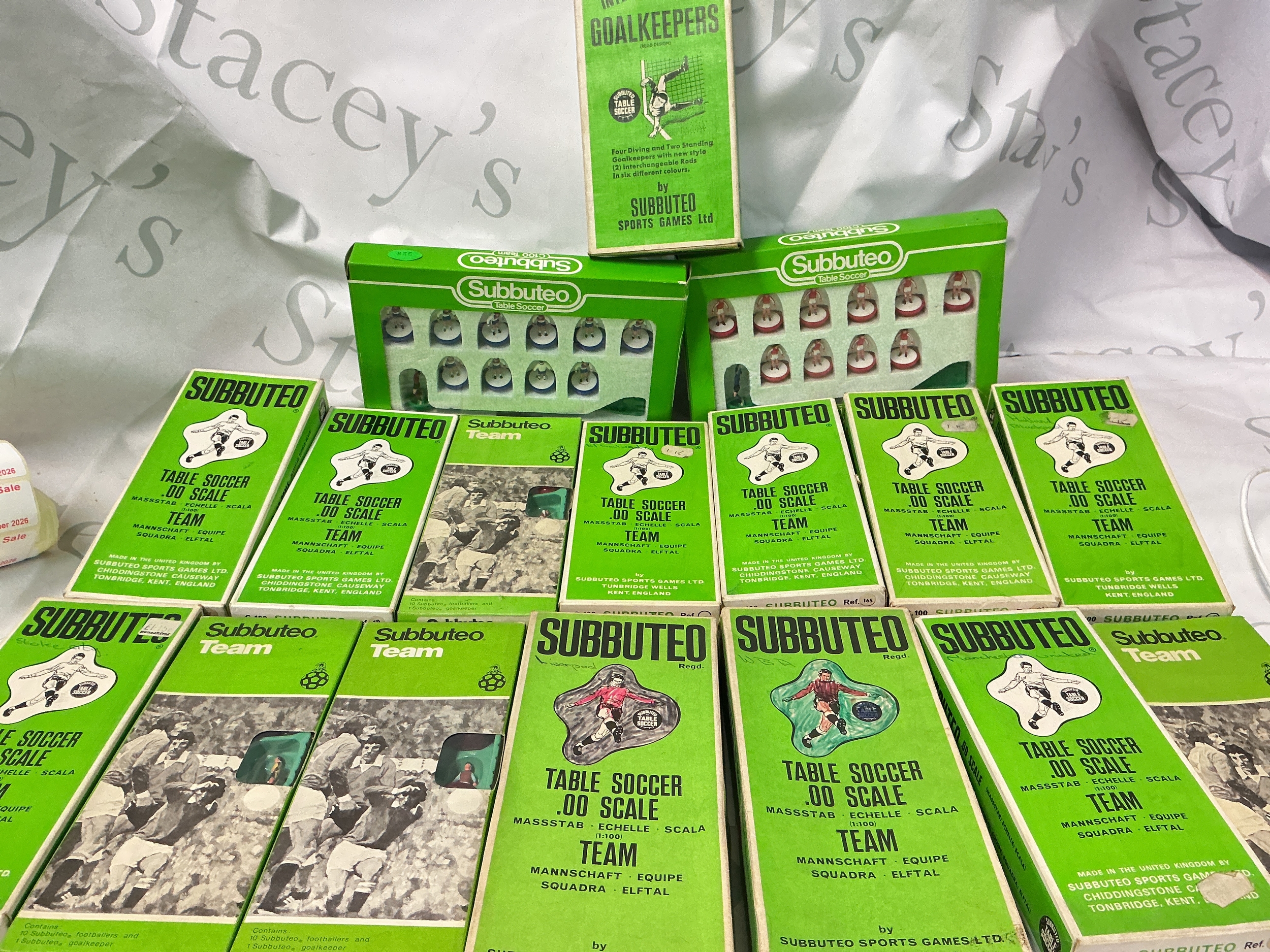 A Collecton Of Boxed Subbuteo Football Teams, 2 Rugby And One Cricket. Also with Accessories. No Reserve.
