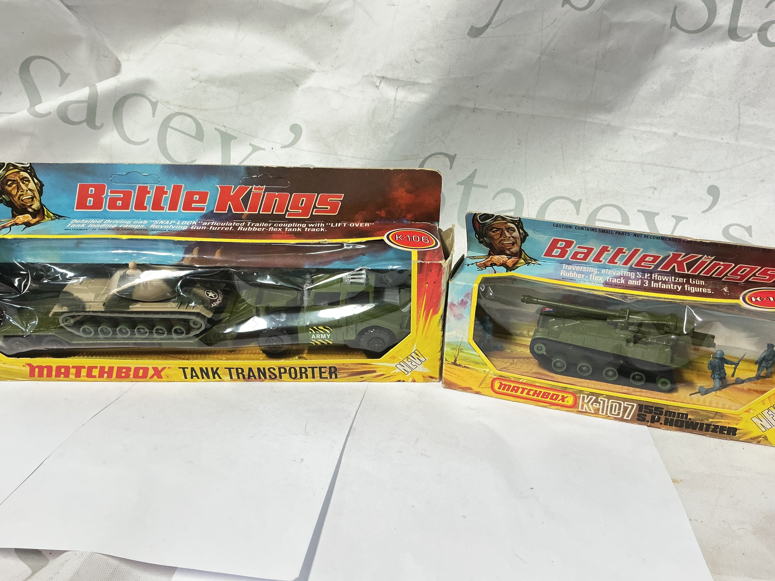 2 Boxed Matchbox  Battlekings, A Tank Transporter ##K-106 And A 155mm S.P. Howitzer #K-107. No Reserve.