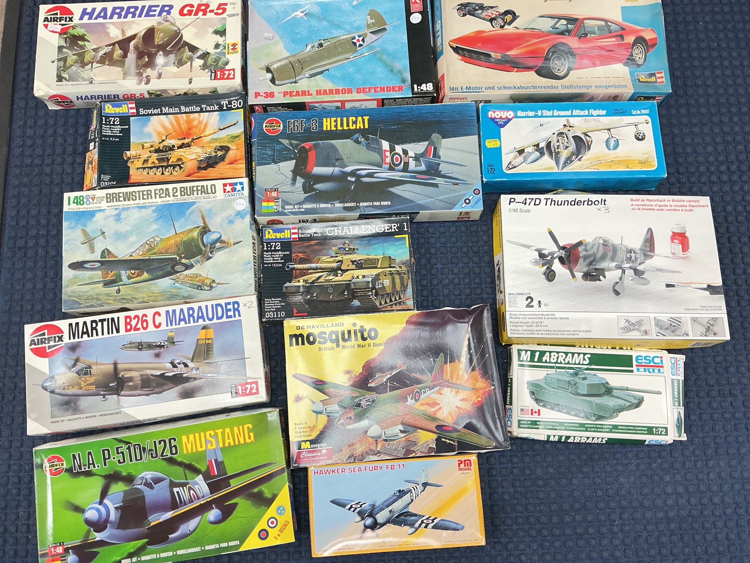 A Box Containing Plastic Model Kits Including Revell, Airfix, Tamiya, Hobby Craft, Etc. No Reserve.